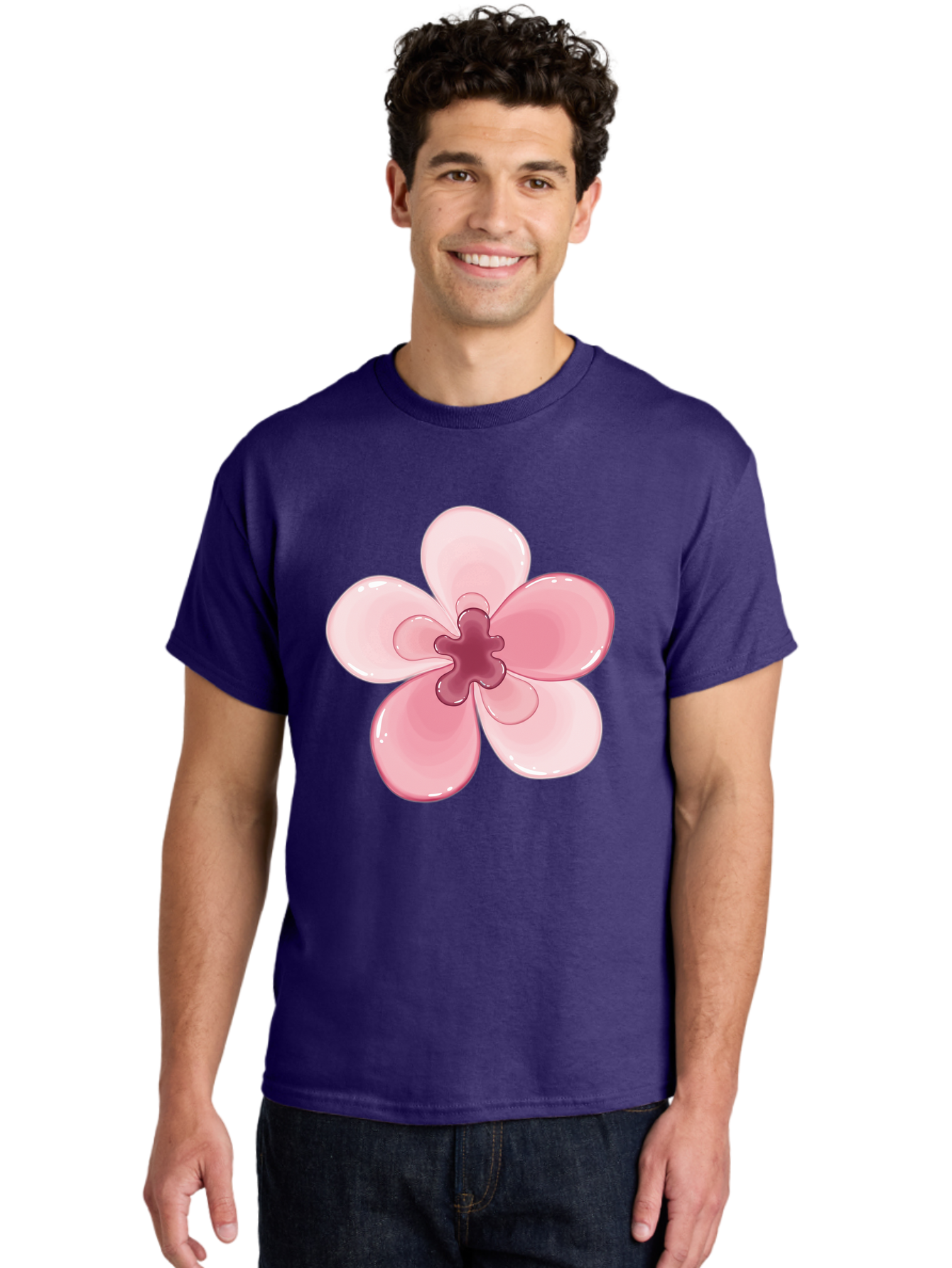 Pink-Flower-1 Men'S Graphic Tee, 100% Cotton, Comfortable Casual Summer Wear, Machine Washable, Vintage Camera, Old Camera, Antique Camera, Black Camera, Classic Photography, Photography Equipment, Nostalgic Device, Film Camera, Camera Art Baj669