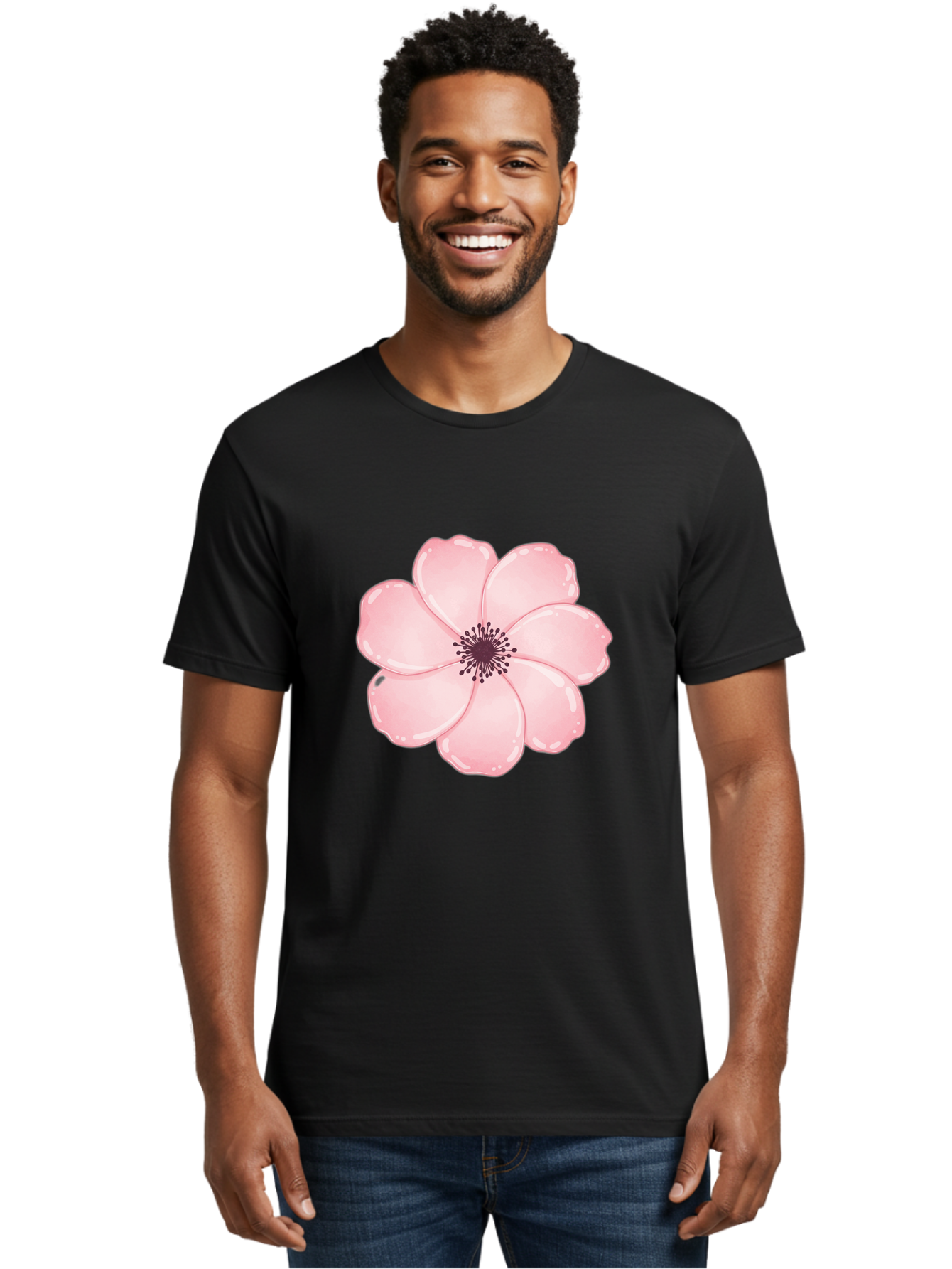 Pink-Flower Men'S Graphic Tee, 100% Cotton, Comfortable Casual Summer Wear, Machine Washable, Vintage Camera, Old Camera, Antique Camera, Black Camera, Classic Photography, Photography Equipment, Nostalgic Device, Film Camera, Camera Art Baj670