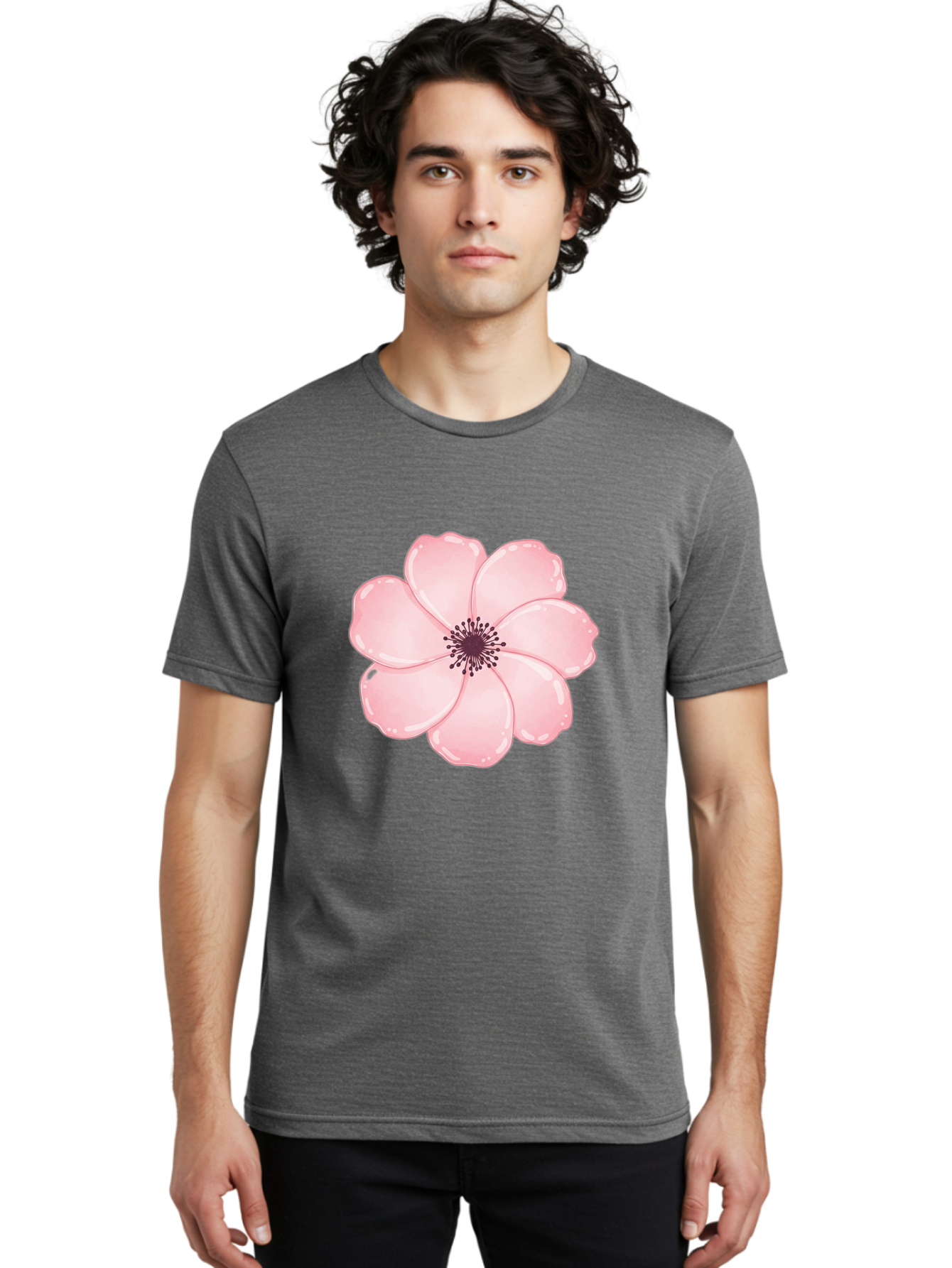 Pink-Flower Men'S Graphic Tee, 100% Cotton, Comfortable Casual Summer Wear, Machine Washable, Vintage Camera, Old Camera, Antique Camera, Black Camera, Classic Photography, Photography Equipment, Nostalgic Device, Film Camera, Camera Art Baj670