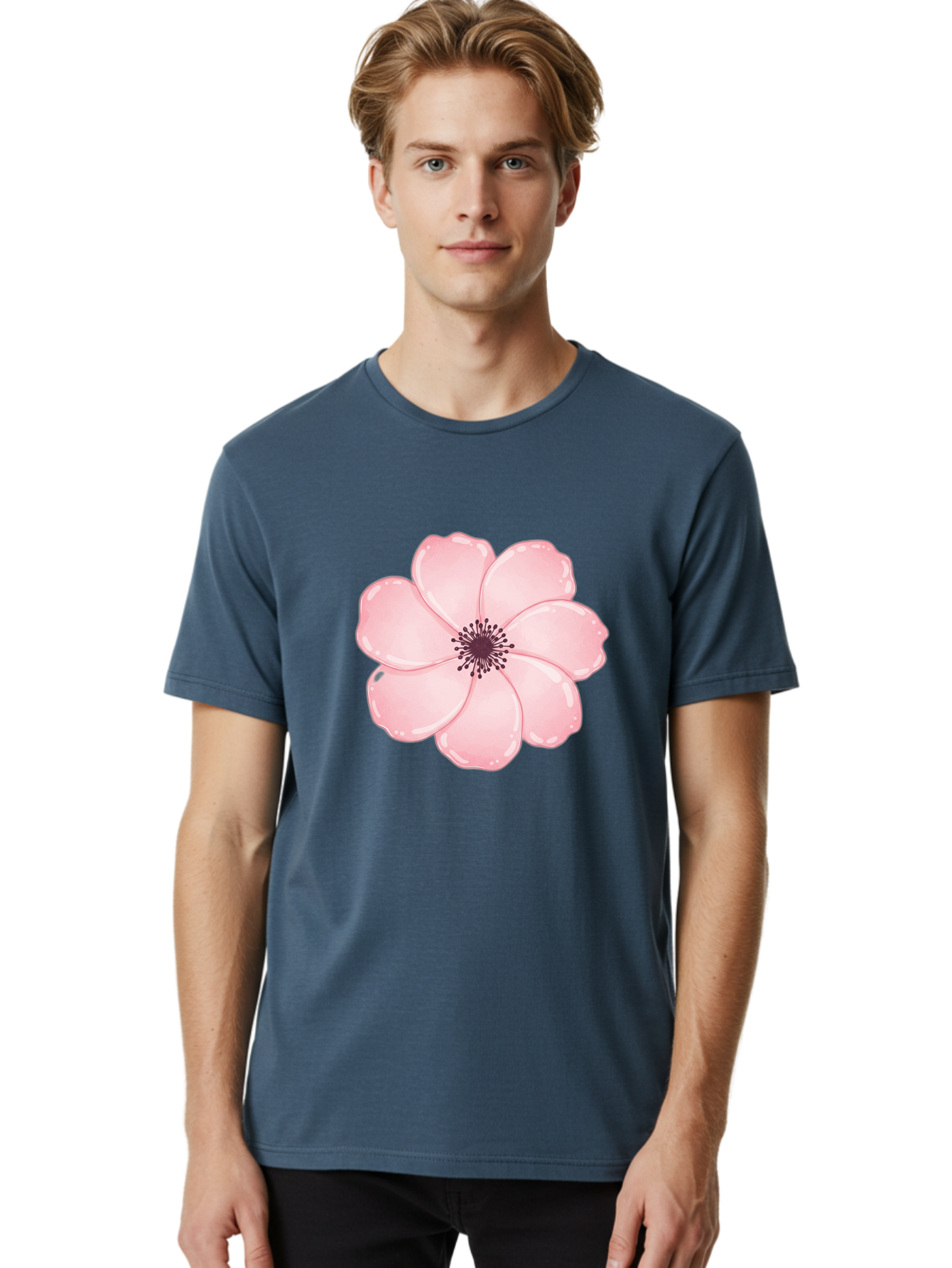 Pink-Flower Men'S Graphic Tee, 100% Cotton, Comfortable Casual Summer Wear, Machine Washable, Vintage Camera, Old Camera, Antique Camera, Black Camera, Classic Photography, Photography Equipment, Nostalgic Device, Film Camera, Camera Art Baj670