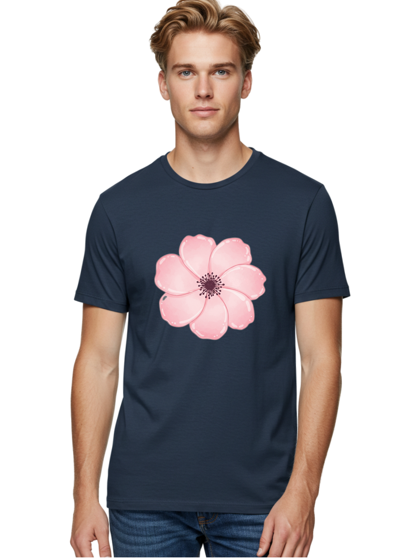 Pink-Flower Men'S Graphic Tee, 100% Cotton, Comfortable Casual Summer Wear, Machine Washable, Vintage Camera, Old Camera, Antique Camera, Black Camera, Classic Photography, Photography Equipment, Nostalgic Device, Film Camera, Camera Art Baj670