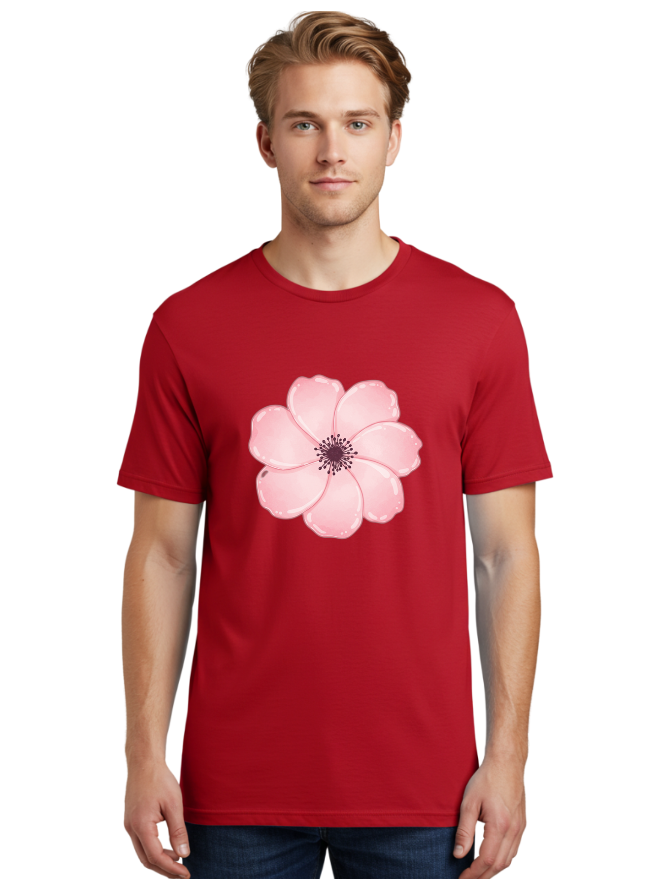 Pink-Flower Men'S Graphic Tee, 100% Cotton, Comfortable Casual Summer Wear, Machine Washable, Vintage Camera, Old Camera, Antique Camera, Black Camera, Classic Photography, Photography Equipment, Nostalgic Device, Film Camera, Camera Art Baj670