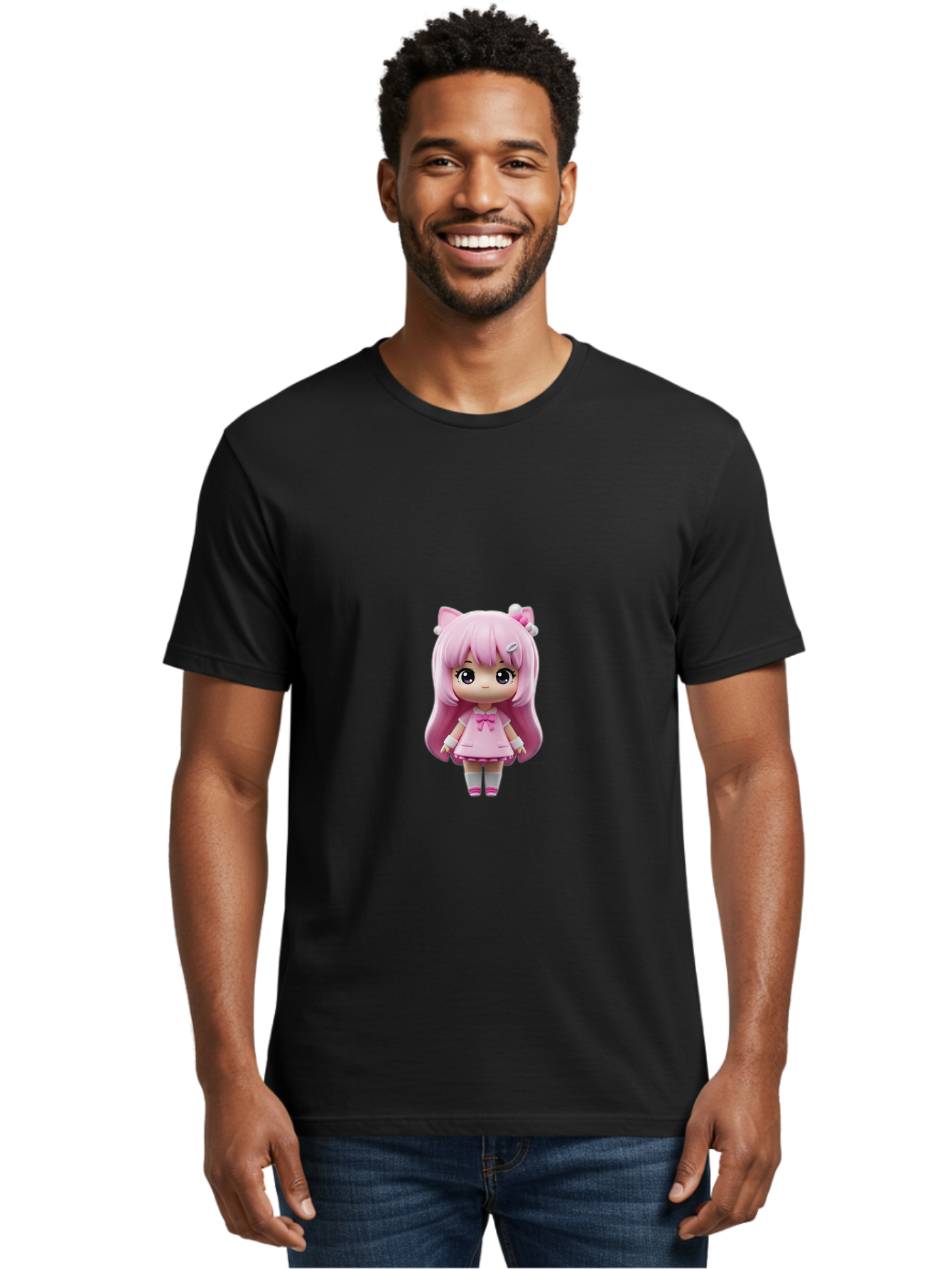 Pink-Hair-Anime-Doll Men'S Graphic Tee, 100% Cotton, Comfortable Casual Summer Wear, Machine Washable, Vintage Camera, Old Camera, Antique Camera, Black Camera, Classic Photography, Photography Equipment, Nostalgic Device, Film Camera, Baj671