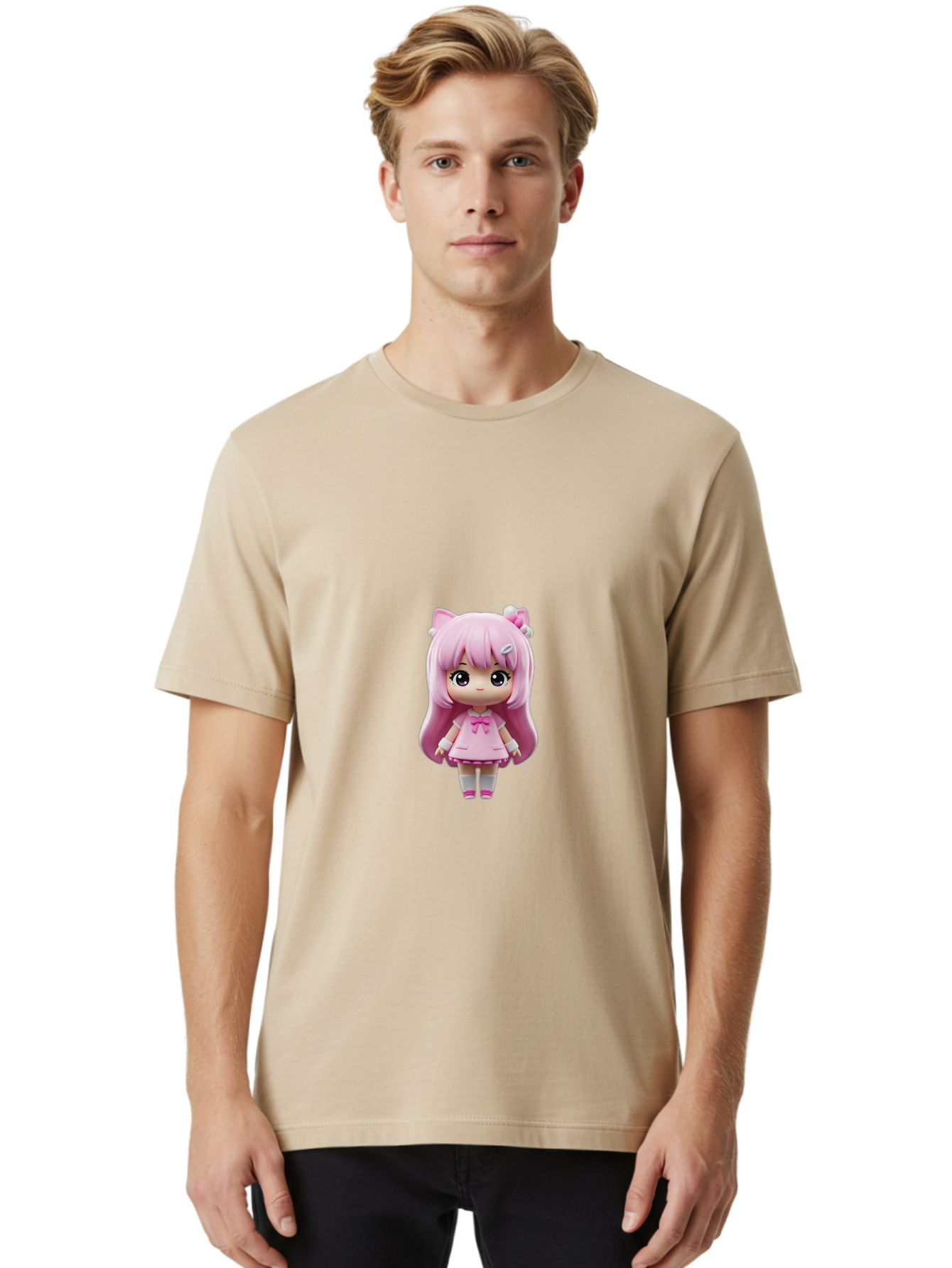 Pink-Hair-Anime-Doll Men'S Graphic Tee, 100% Cotton, Comfortable Casual Summer Wear, Machine Washable, Vintage Camera, Old Camera, Antique Camera, Black Camera, Classic Photography, Photography Equipment, Nostalgic Device, Film Camera, Baj671