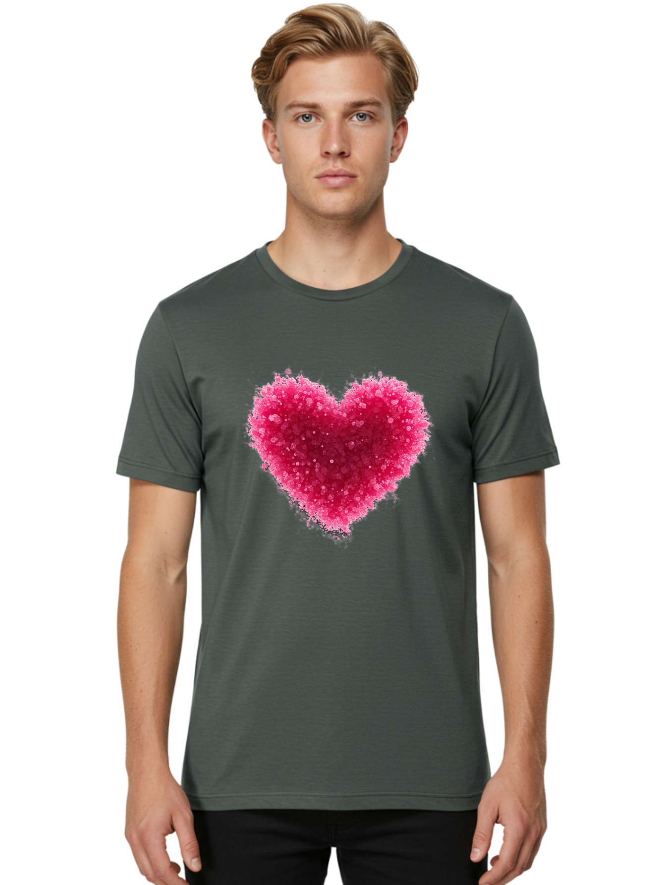 Pink-Heart-1 Men'S Graphic Tee, 100% Cotton, Comfortable Casual Summer Wear, Machine Washable, Vintage Camera, Old Camera, Antique Camera, Black Camera, Classic Photography, Photography Equipment, Nostalgic Device, Film Camera, Camera Art Baj672