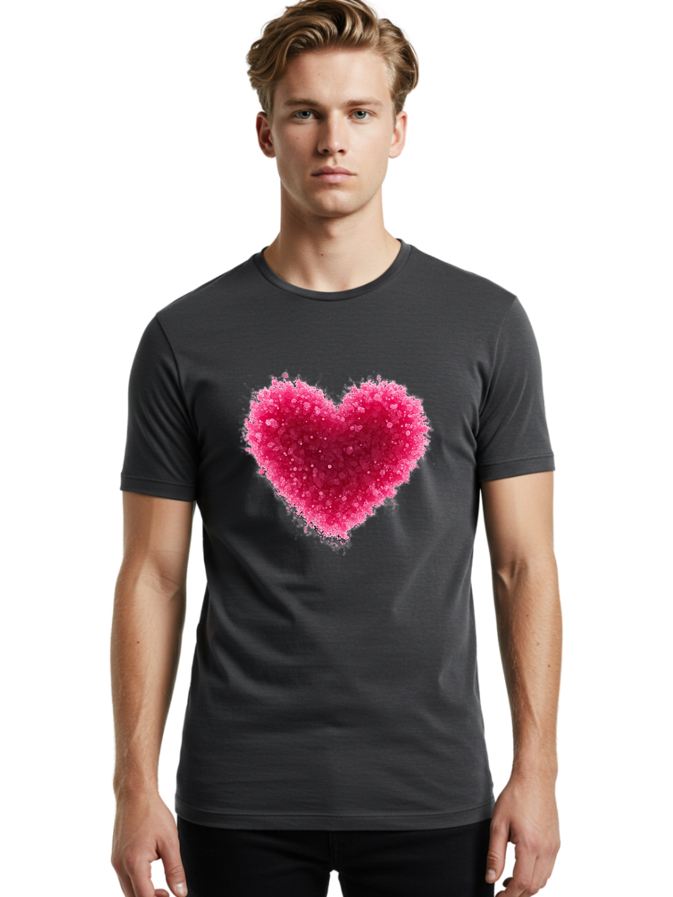 Pink-Heart-1 Men'S Graphic Tee, 100% Cotton, Comfortable Casual Summer Wear, Machine Washable, Vintage Camera, Old Camera, Antique Camera, Black Camera, Classic Photography, Photography Equipment, Nostalgic Device, Film Camera, Camera Art Baj672