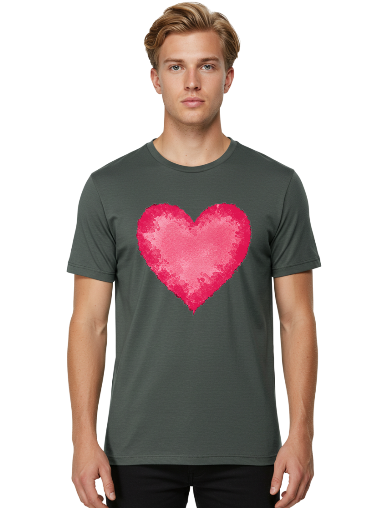Pink-Heart-2 Men'S Graphic Tee, 100% Cotton, Comfortable Casual Summer Wear, Machine Washable, Vintage Camera, Old Camera, Antique Camera, Black Camera, Classic Photography, Photography Equipment, Nostalgic Device, Film Camera, Camera Art Baj673