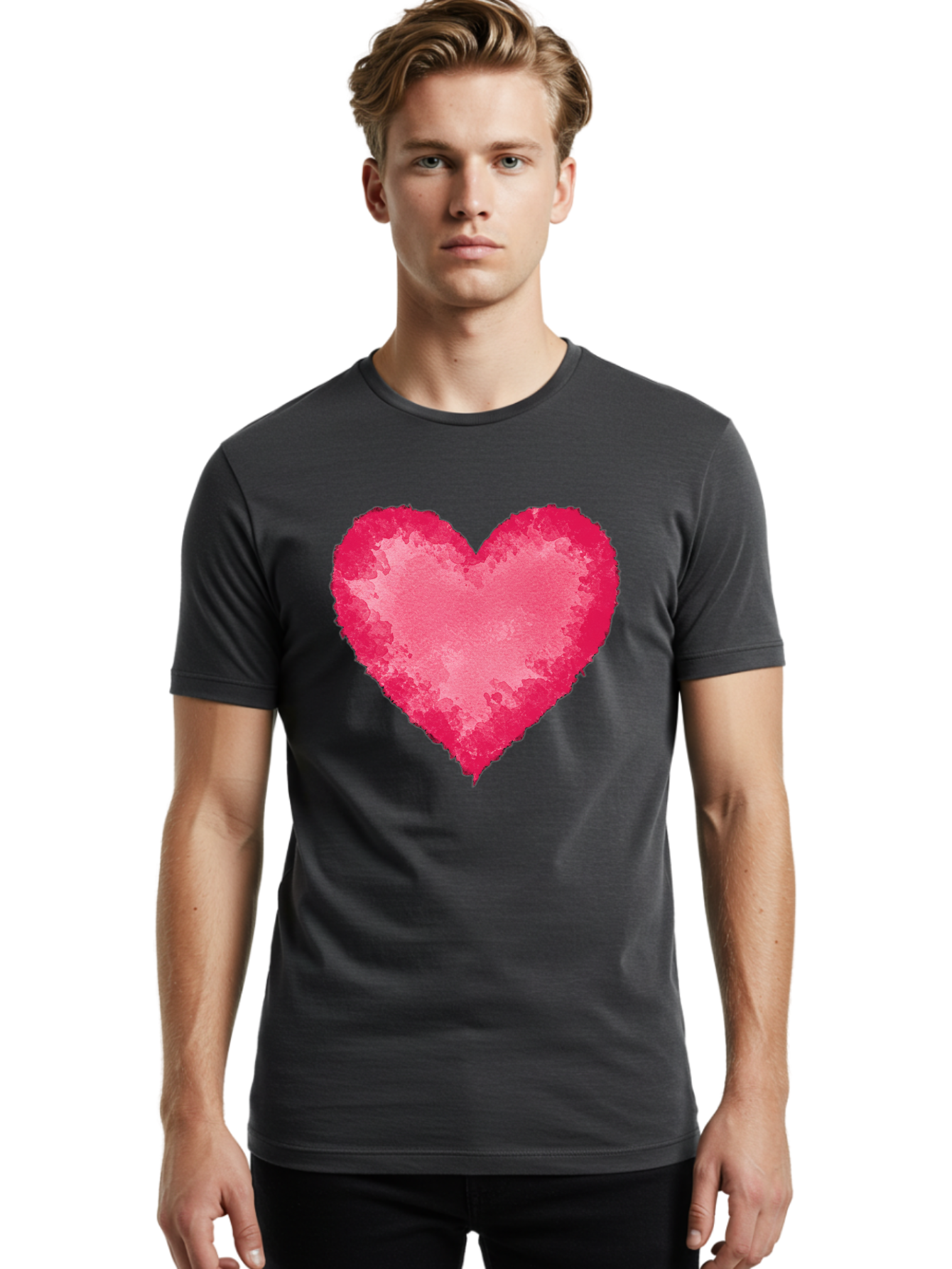 Pink-Heart-2 Men'S Graphic Tee, 100% Cotton, Comfortable Casual Summer Wear, Machine Washable, Vintage Camera, Old Camera, Antique Camera, Black Camera, Classic Photography, Photography Equipment, Nostalgic Device, Film Camera, Camera Art Baj673