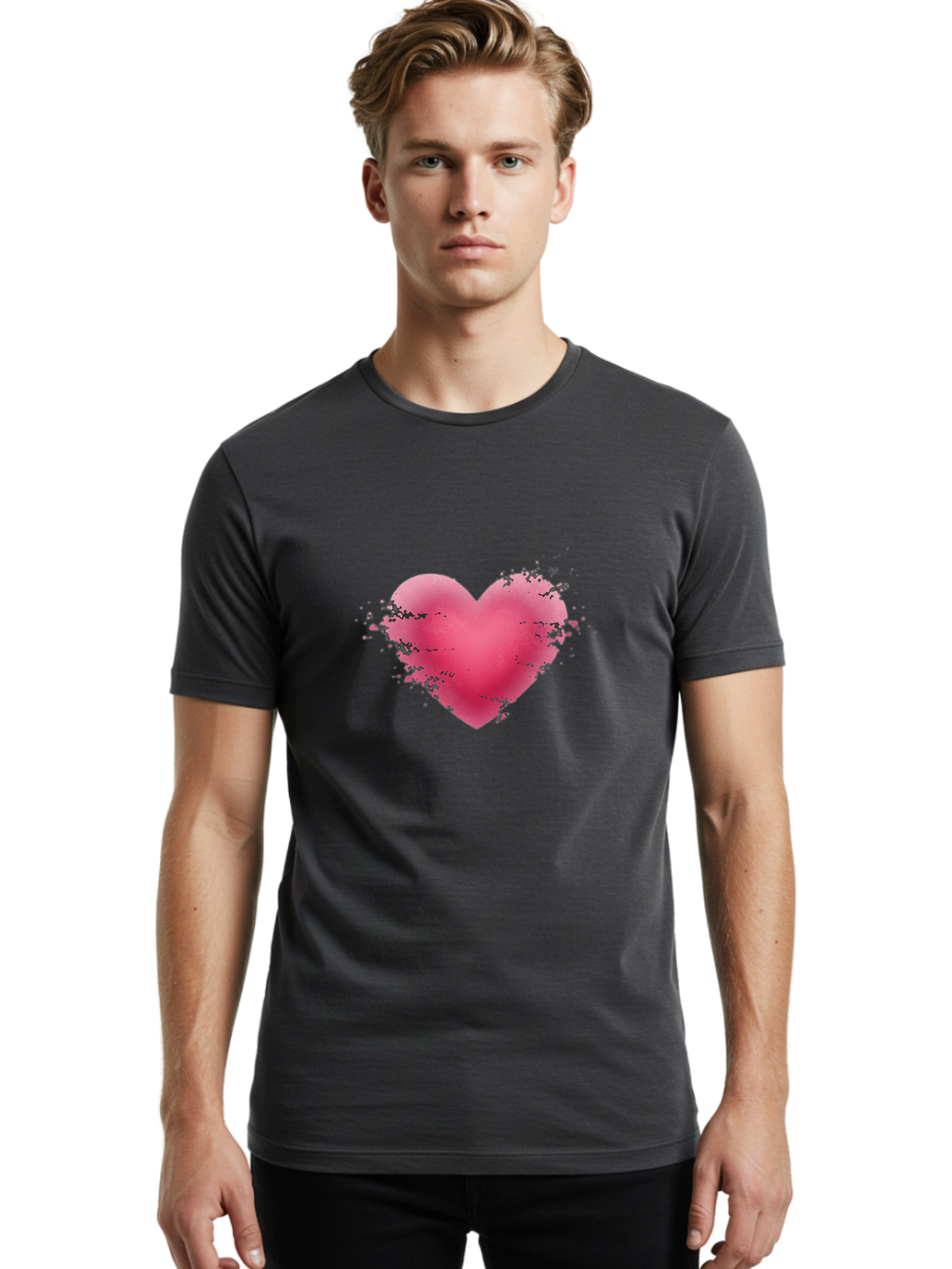 Pink-Heart-4 Men'S Graphic Tee, 100% Cotton, Comfortable Casual Summer Wear, Machine Washable, Vintage Camera, Old Camera, Antique Camera, Black Camera, Classic Photography, Photography Equipment, Nostalgic Device, Film Camera, Camera Art Baj675