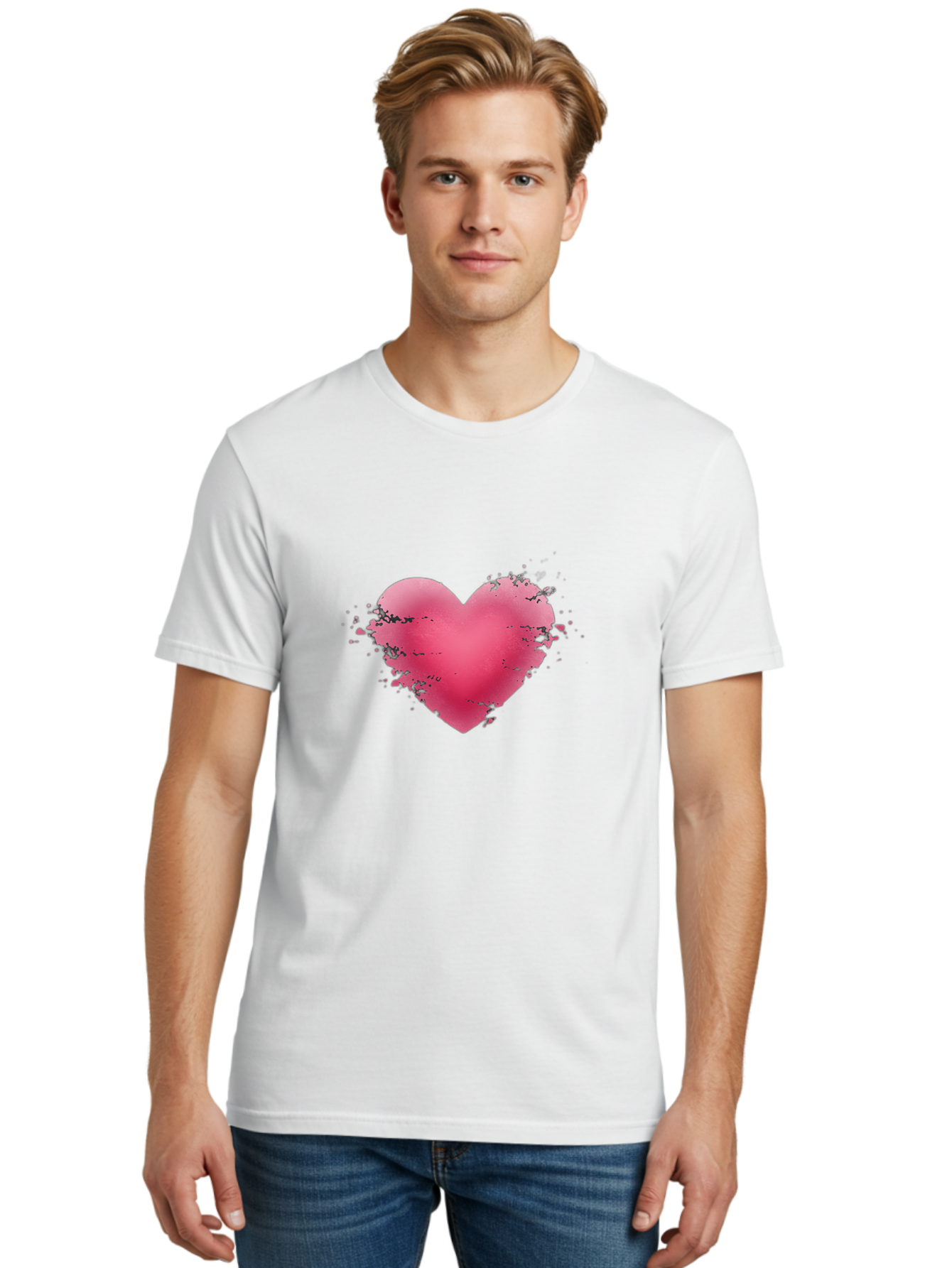 Pink-Heart-4 Men'S Graphic Tee, 100% Cotton, Comfortable Casual Summer Wear, Machine Washable, Vintage Camera, Old Camera, Antique Camera, Black Camera, Classic Photography, Photography Equipment, Nostalgic Device, Film Camera, Camera Art Baj675
