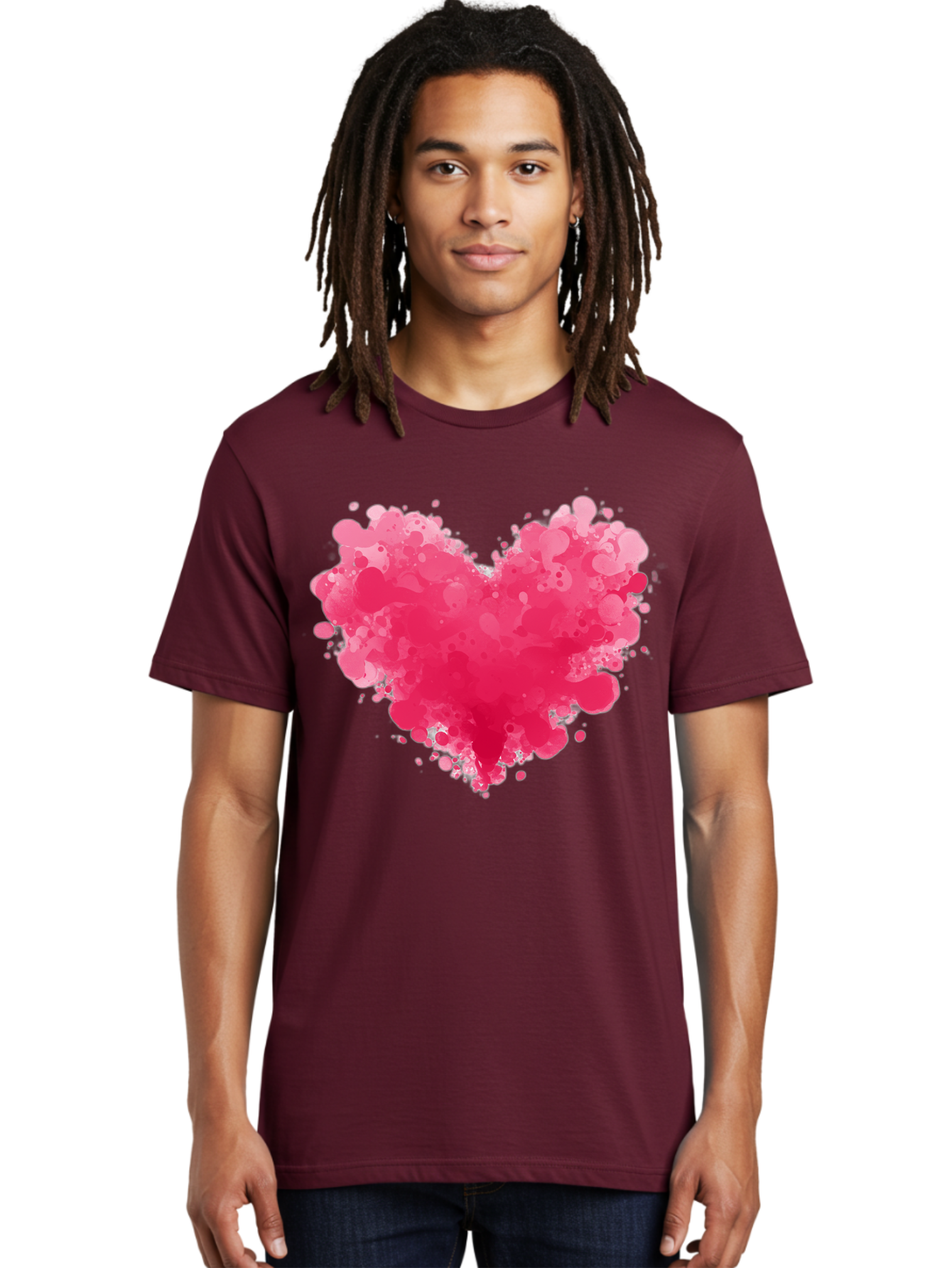 Pink-Heart-Splatter Men'S Graphic Tee, 100% Cotton, Comfortable Casual Summer Wear, Machine Washable, Vintage Camera, Old Camera, Antique Camera, Black Camera, Classic Photography, Photography Equipment, Nostalgic Device, Film Camera, Baj683