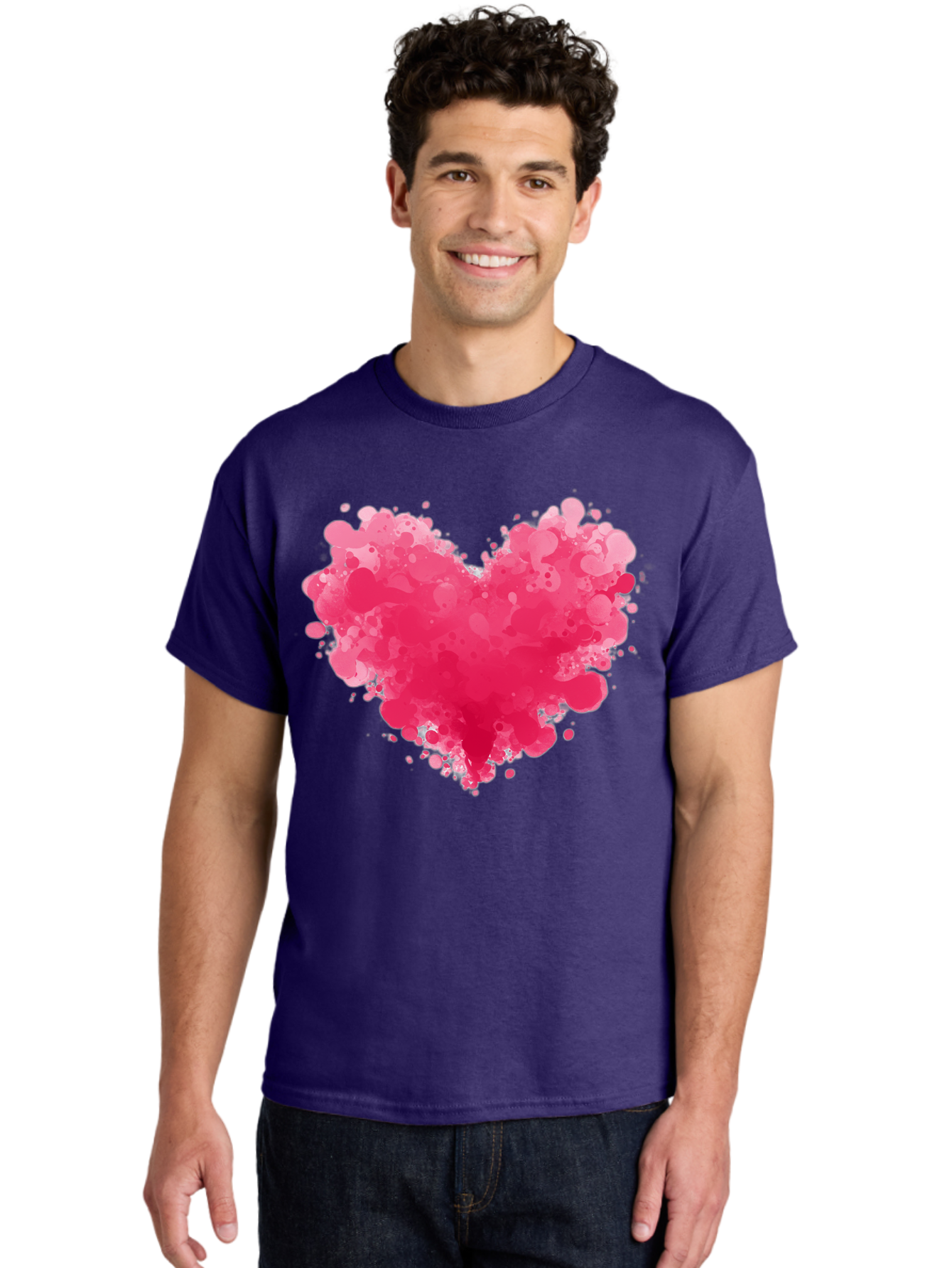 Pink-Heart-Splatter Men'S Graphic Tee, 100% Cotton, Comfortable Casual Summer Wear, Machine Washable, Vintage Camera, Old Camera, Antique Camera, Black Camera, Classic Photography, Photography Equipment, Nostalgic Device, Film Camera, Baj683