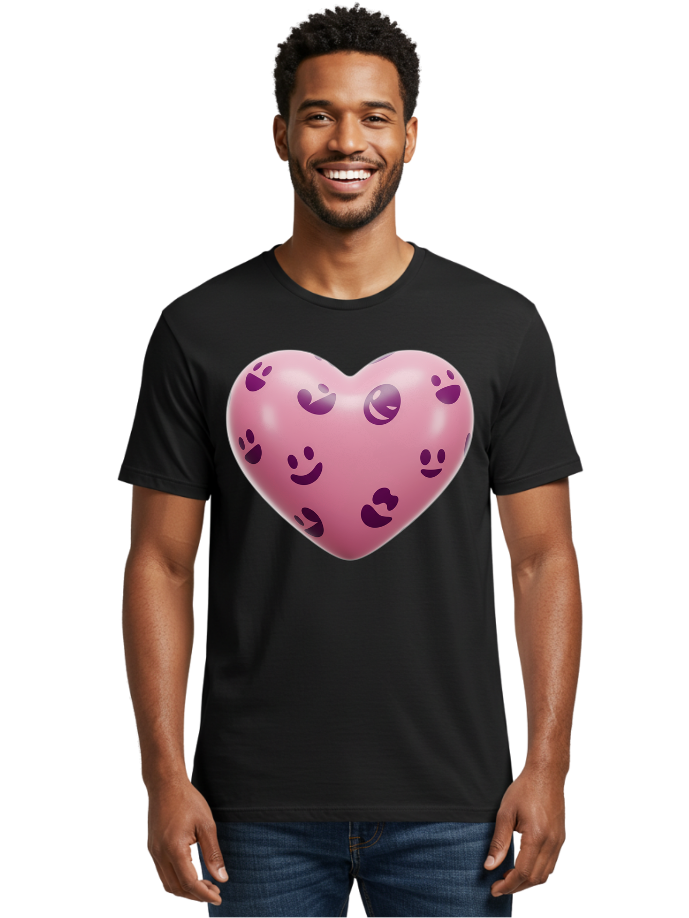 Pink-Heart-With-Purple-Emoji-Faces Men'S Graphic Tee, 100% Cotton, Comfortable Casual Summer Wear, Machine Washable, Vintage Camera, Old Camera, Antique Camera, Black Camera, Classic Photography, Photography Equipment, Nostalgic Device, Baj684