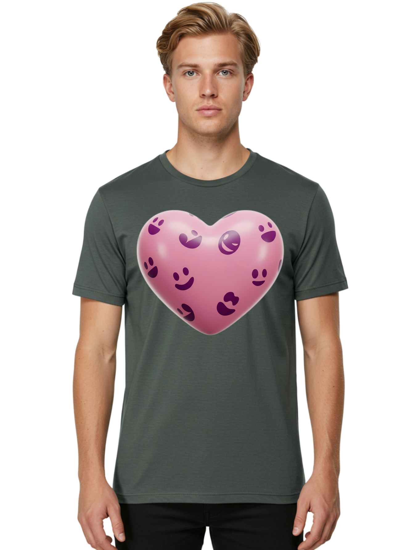 Pink-Heart-With-Purple-Emoji-Faces Men'S Graphic Tee, 100% Cotton, Comfortable Casual Summer Wear, Machine Washable, Vintage Camera, Old Camera, Antique Camera, Black Camera, Classic Photography, Photography Equipment, Nostalgic Device, Baj684