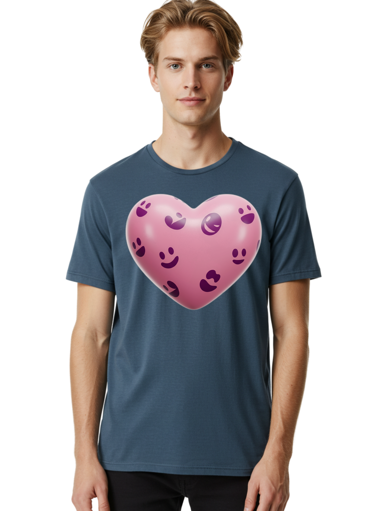 Pink-Heart-With-Purple-Emoji-Faces Men'S Graphic Tee, 100% Cotton, Comfortable Casual Summer Wear, Machine Washable, Vintage Camera, Old Camera, Antique Camera, Black Camera, Classic Photography, Photography Equipment, Nostalgic Device, Baj684