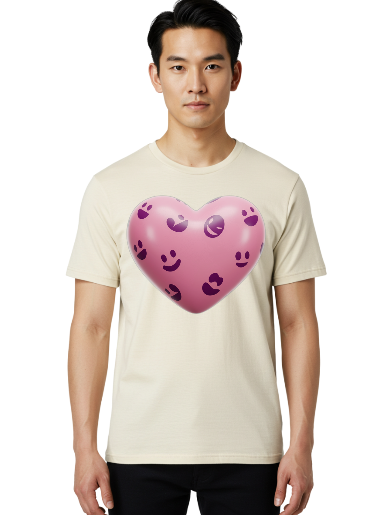 Pink-Heart-With-Purple-Emoji-Faces Men'S Graphic Tee, 100% Cotton, Comfortable Casual Summer Wear, Machine Washable, Vintage Camera, Old Camera, Antique Camera, Black Camera, Classic Photography, Photography Equipment, Nostalgic Device, Baj684