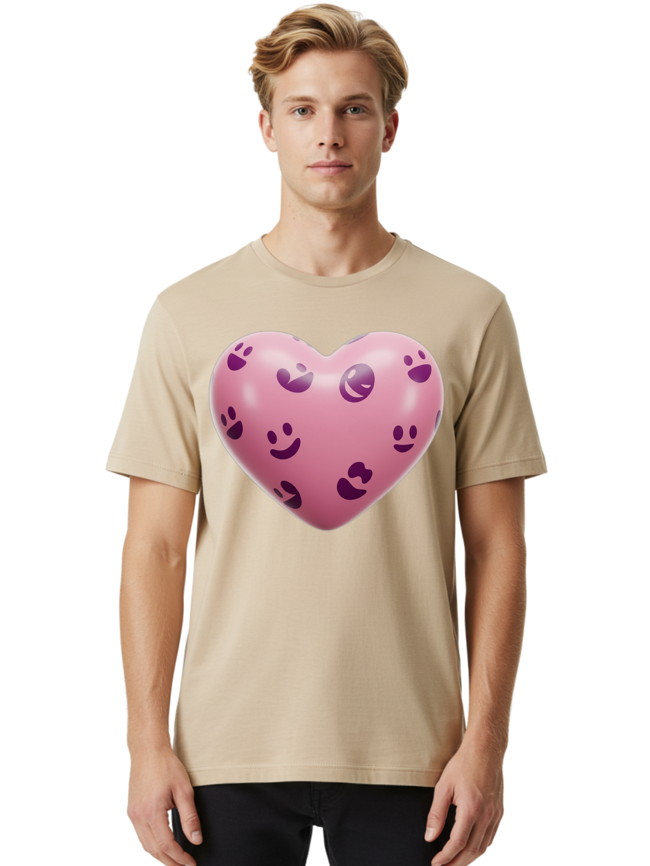 Pink-Heart-With-Purple-Emoji-Faces Men'S Graphic Tee, 100% Cotton, Comfortable Casual Summer Wear, Machine Washable, Vintage Camera, Old Camera, Antique Camera, Black Camera, Classic Photography, Photography Equipment, Nostalgic Device, Baj684