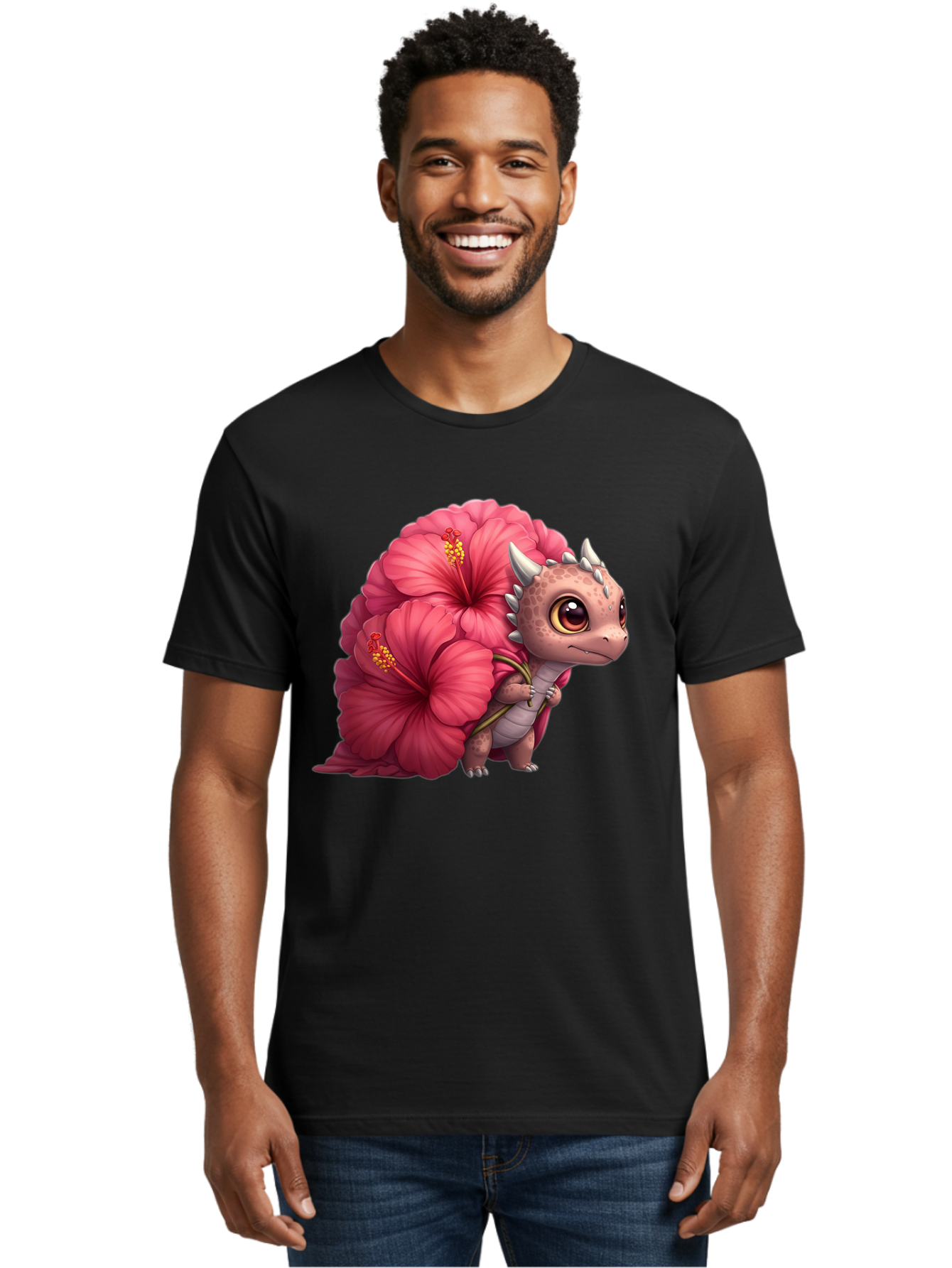Pink-Hibiscus-Dinosaur Men'S Graphic Tee, 100% Cotton, Comfortable Casual Summer Wear, Machine Washable, Vintage Camera, Old Camera, Antique Camera, Black Camera, Classic Photography, Photography Equipment, Nostalgic Device, Film Camera, Baj686