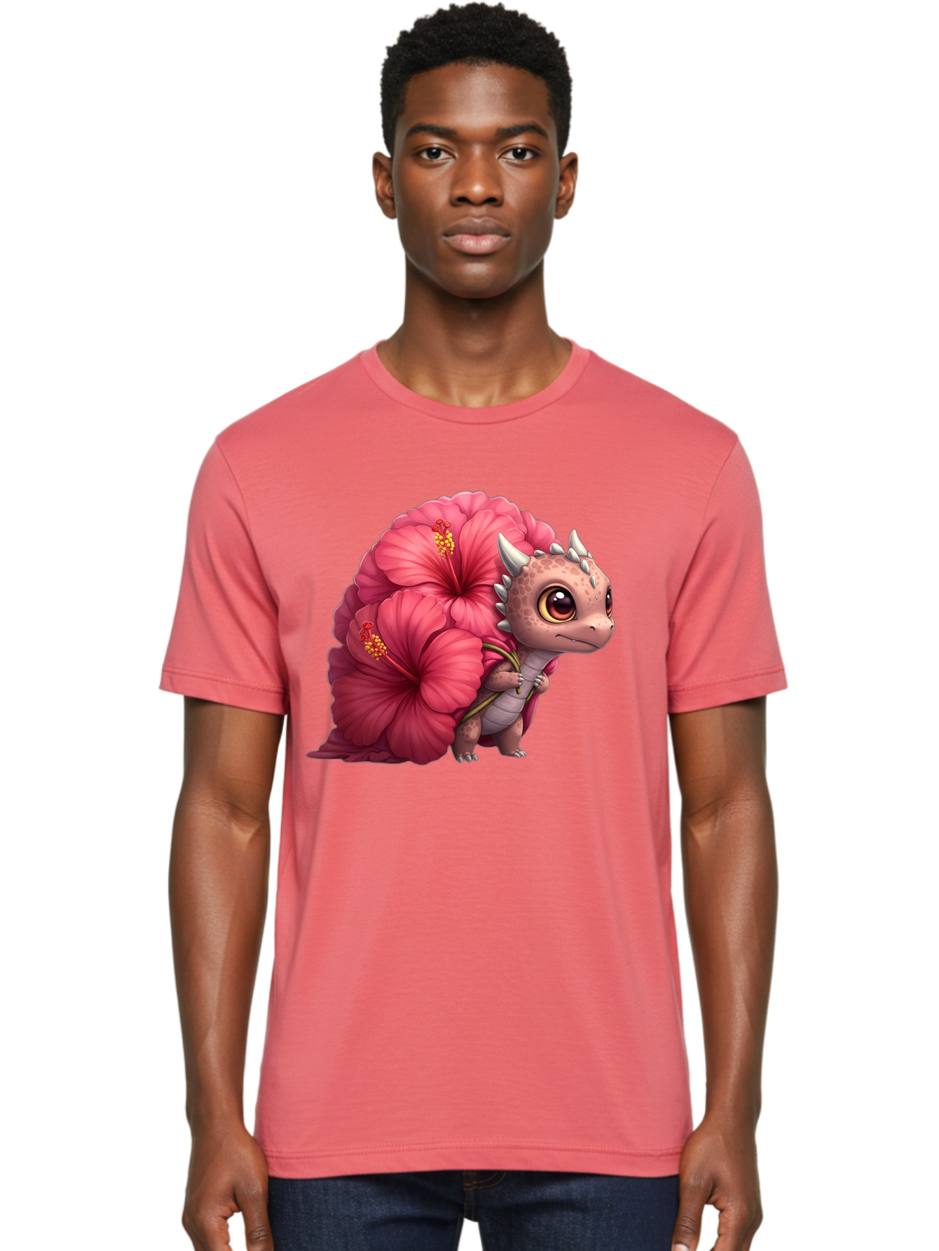 Pink-Hibiscus-Dinosaur Men'S Graphic Tee, 100% Cotton, Comfortable Casual Summer Wear, Machine Washable, Vintage Camera, Old Camera, Antique Camera, Black Camera, Classic Photography, Photography Equipment, Nostalgic Device, Film Camera, Baj686