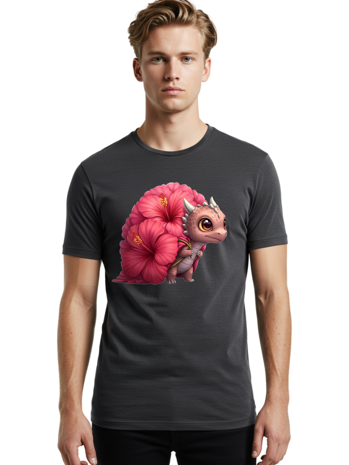 Pink-Hibiscus-Dinosaur Men'S Graphic Tee, 100% Cotton, Comfortable Casual Summer Wear, Machine Washable, Vintage Camera, Old Camera, Antique Camera, Black Camera, Classic Photography, Photography Equipment, Nostalgic Device, Film Camera, Baj686