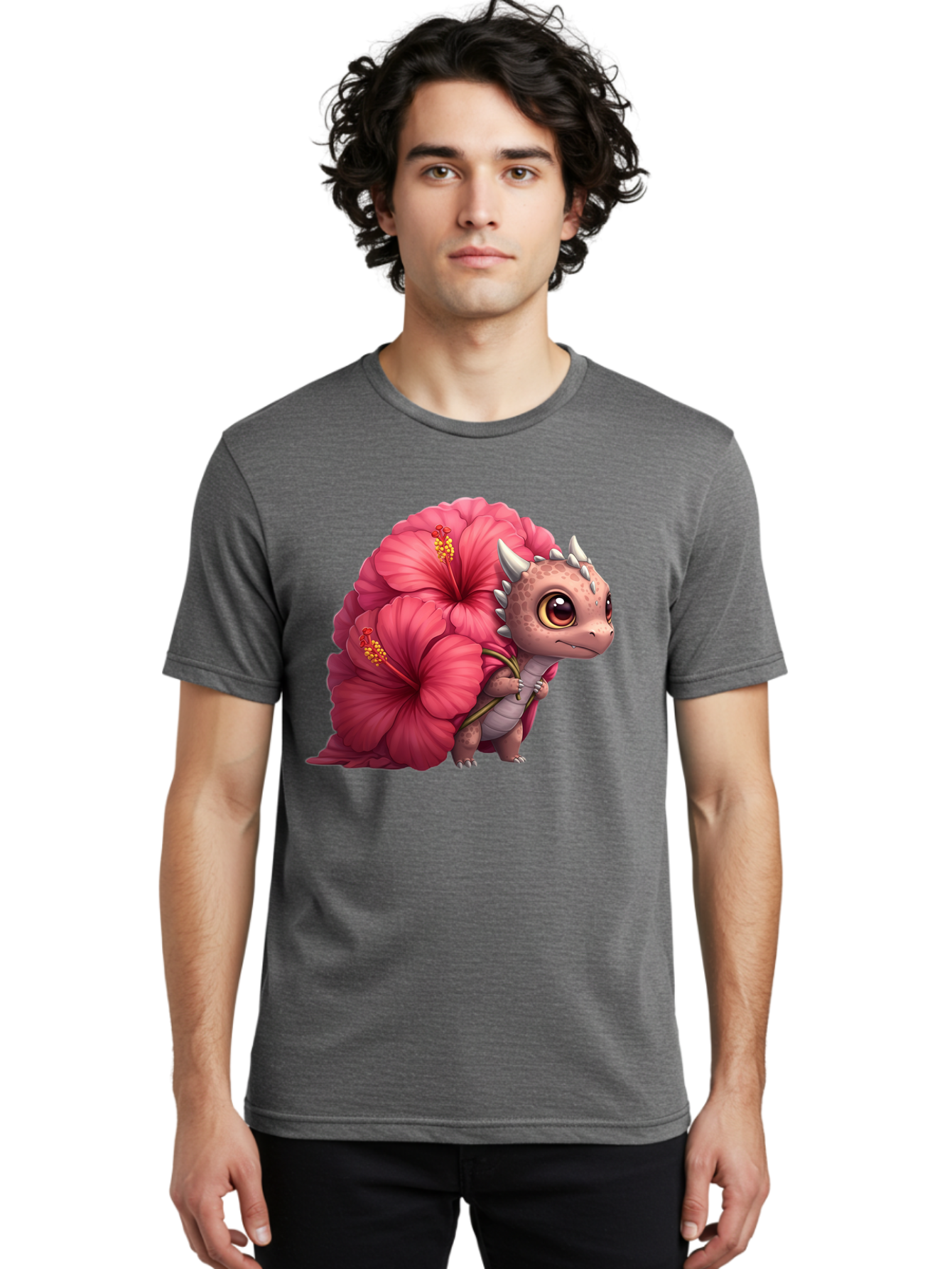 Pink-Hibiscus-Dinosaur Men'S Graphic Tee, 100% Cotton, Comfortable Casual Summer Wear, Machine Washable, Vintage Camera, Old Camera, Antique Camera, Black Camera, Classic Photography, Photography Equipment, Nostalgic Device, Film Camera, Baj686