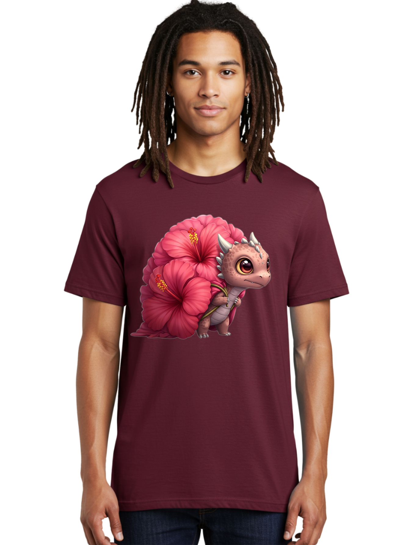 Pink-Hibiscus-Dinosaur Men'S Graphic Tee, 100% Cotton, Comfortable Casual Summer Wear, Machine Washable, Vintage Camera, Old Camera, Antique Camera, Black Camera, Classic Photography, Photography Equipment, Nostalgic Device, Film Camera, Baj686
