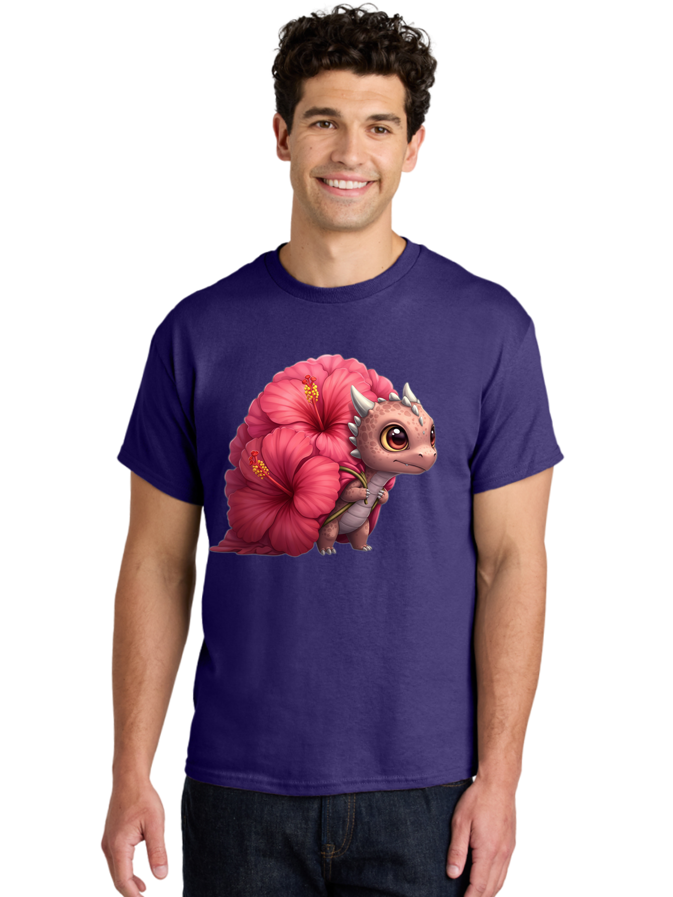 Pink-Hibiscus-Dinosaur Men'S Graphic Tee, 100% Cotton, Comfortable Casual Summer Wear, Machine Washable, Vintage Camera, Old Camera, Antique Camera, Black Camera, Classic Photography, Photography Equipment, Nostalgic Device, Film Camera, Baj686