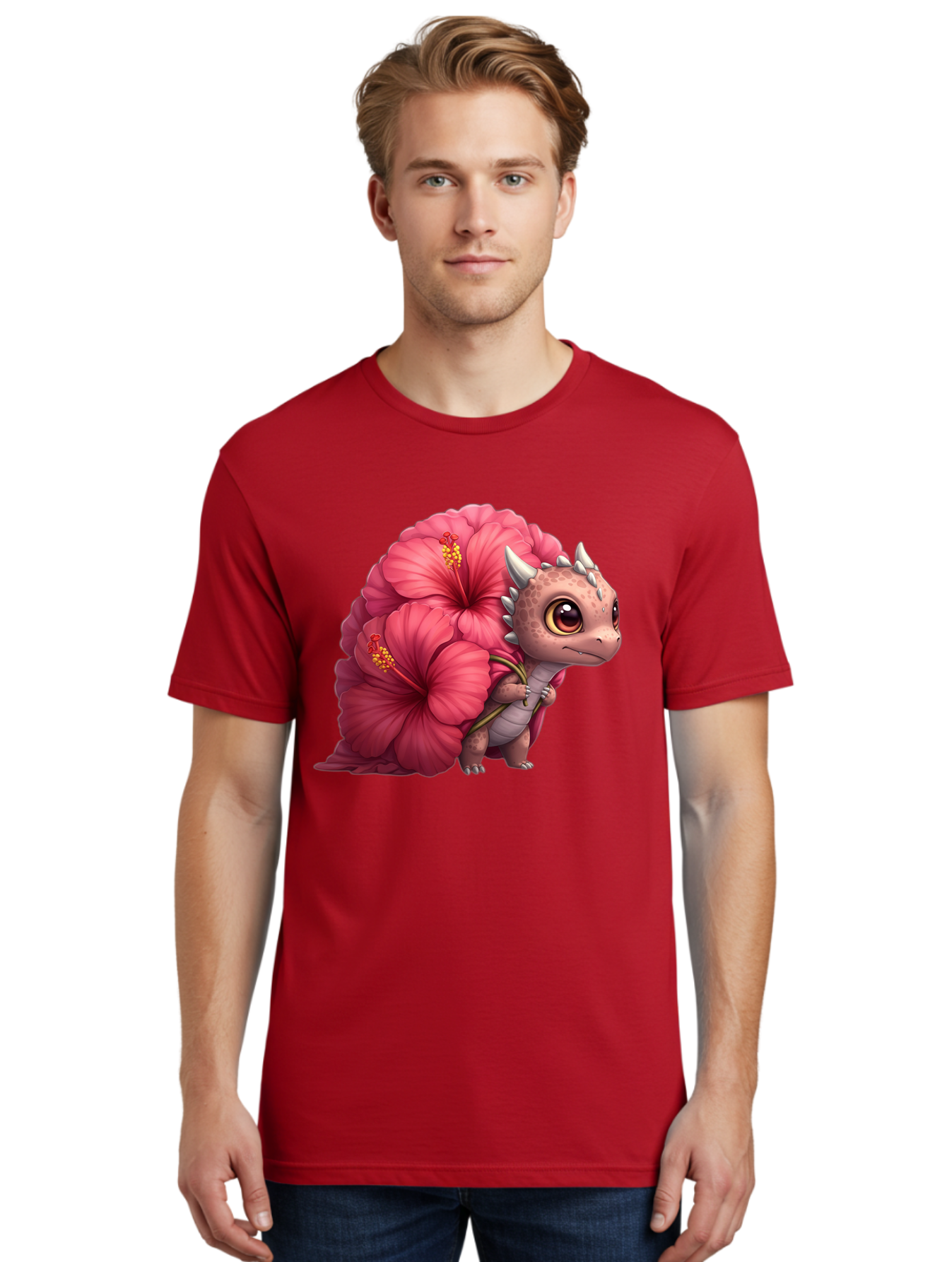 Pink-Hibiscus-Dinosaur Men'S Graphic Tee, 100% Cotton, Comfortable Casual Summer Wear, Machine Washable, Vintage Camera, Old Camera, Antique Camera, Black Camera, Classic Photography, Photography Equipment, Nostalgic Device, Film Camera, Baj686