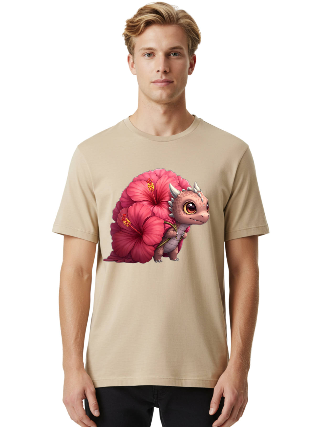 Pink-Hibiscus-Dinosaur Men'S Graphic Tee, 100% Cotton, Comfortable Casual Summer Wear, Machine Washable, Vintage Camera, Old Camera, Antique Camera, Black Camera, Classic Photography, Photography Equipment, Nostalgic Device, Film Camera, Baj686
