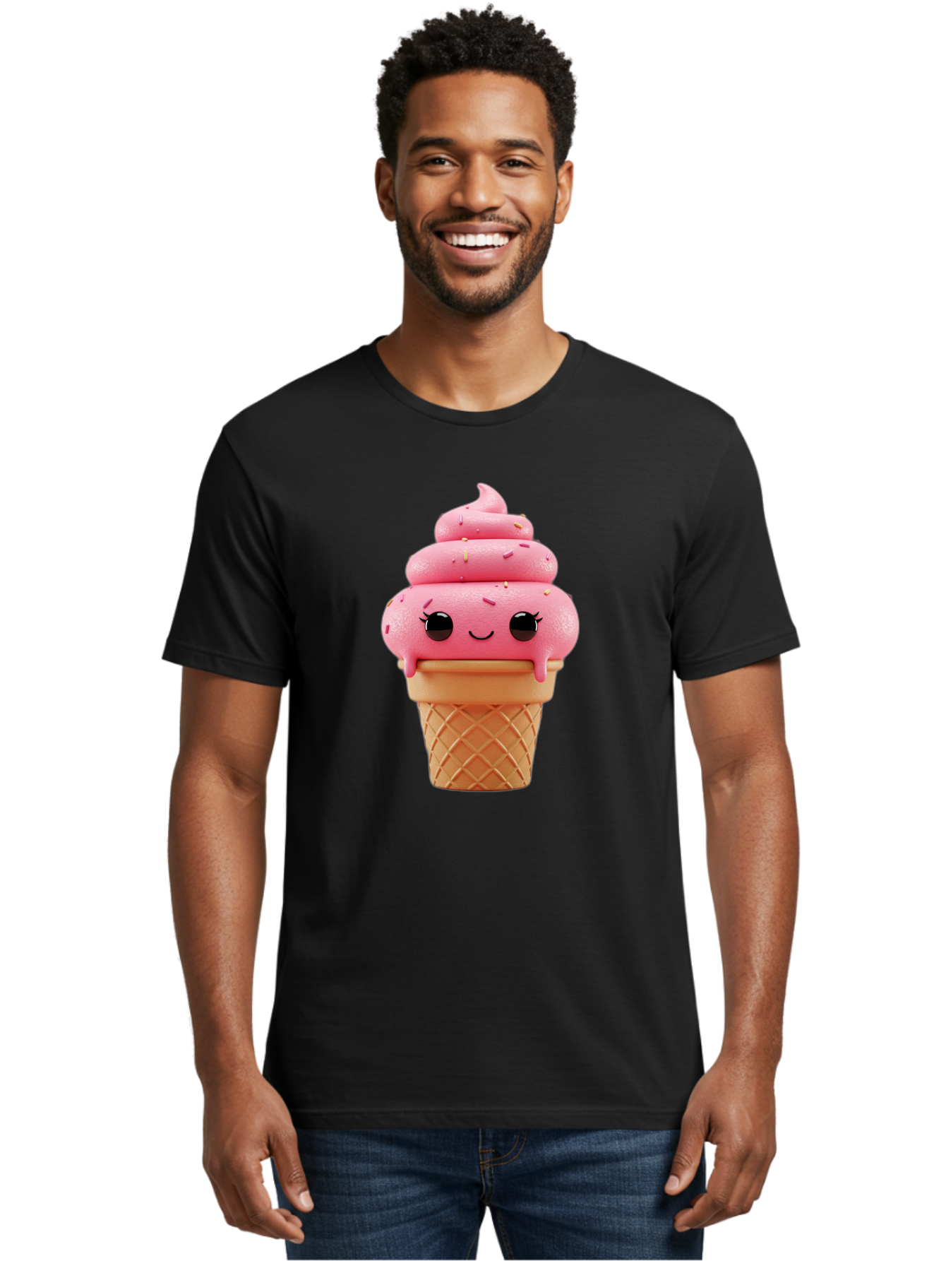 Pink-Ice-Cream Men'S Graphic Tee, 100% Cotton, Comfortable Casual Summer Wear, Machine Washable, Vintage Camera, Old Camera, Antique Camera, Black Camera, Classic Photography, Photography Equipment, Nostalgic Device, Film Camera, Camera Art Baj689