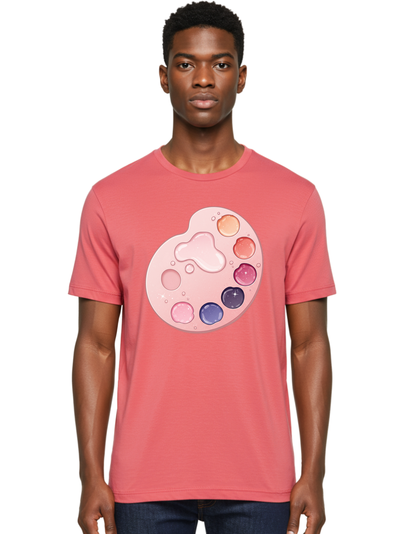 Pink-Painter-S-Palette Men'S Graphic Tee, 100% Cotton, Comfortable Casual Summer Wear, Machine Washable, Vintage Camera, Old Camera, Antique Camera, Black Camera, Classic Photography, Photography Equipment, Nostalgic Device, Film Camera, Baj691