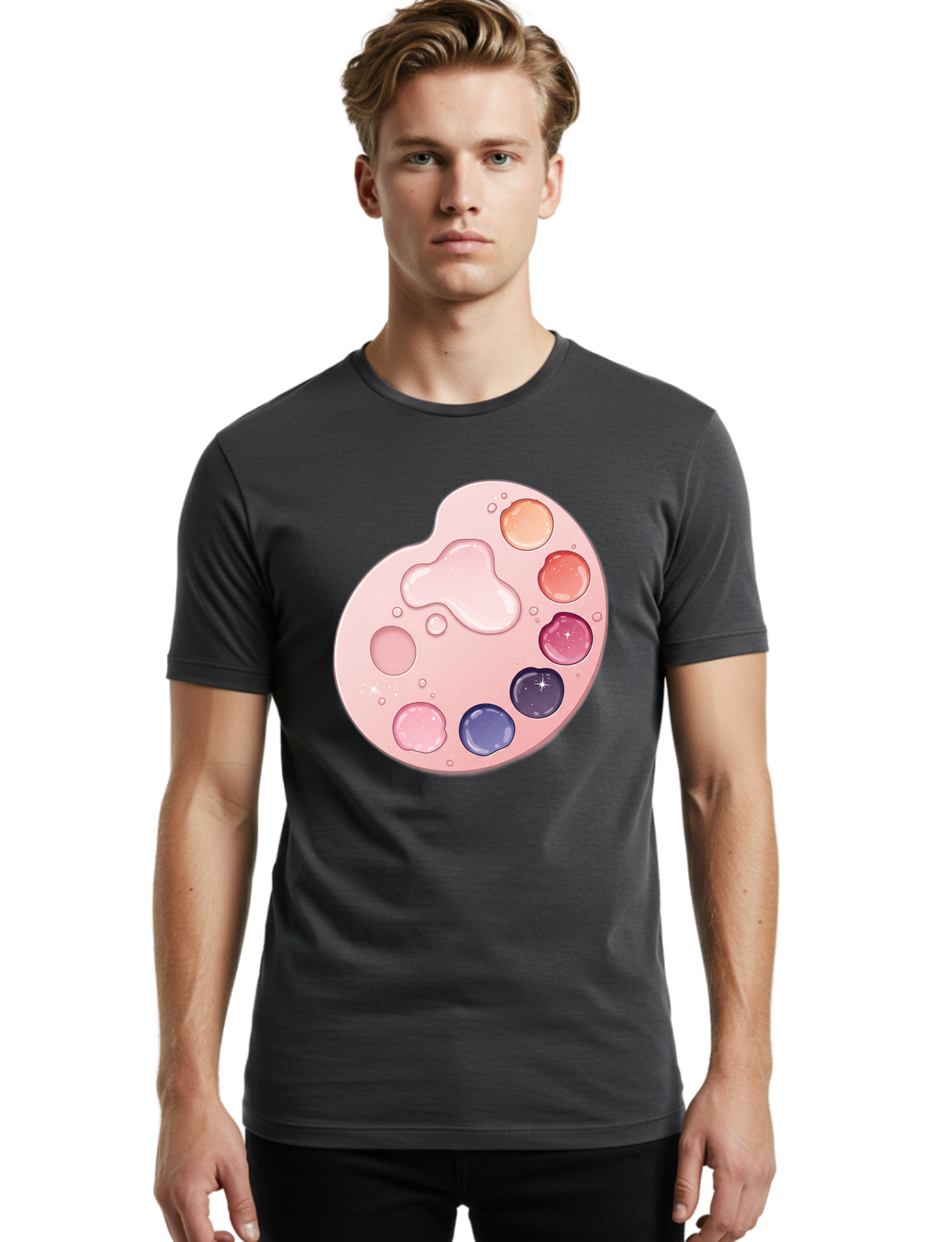 Pink-Painter-S-Palette Men'S Graphic Tee, 100% Cotton, Comfortable Casual Summer Wear, Machine Washable, Vintage Camera, Old Camera, Antique Camera, Black Camera, Classic Photography, Photography Equipment, Nostalgic Device, Film Camera, Baj691