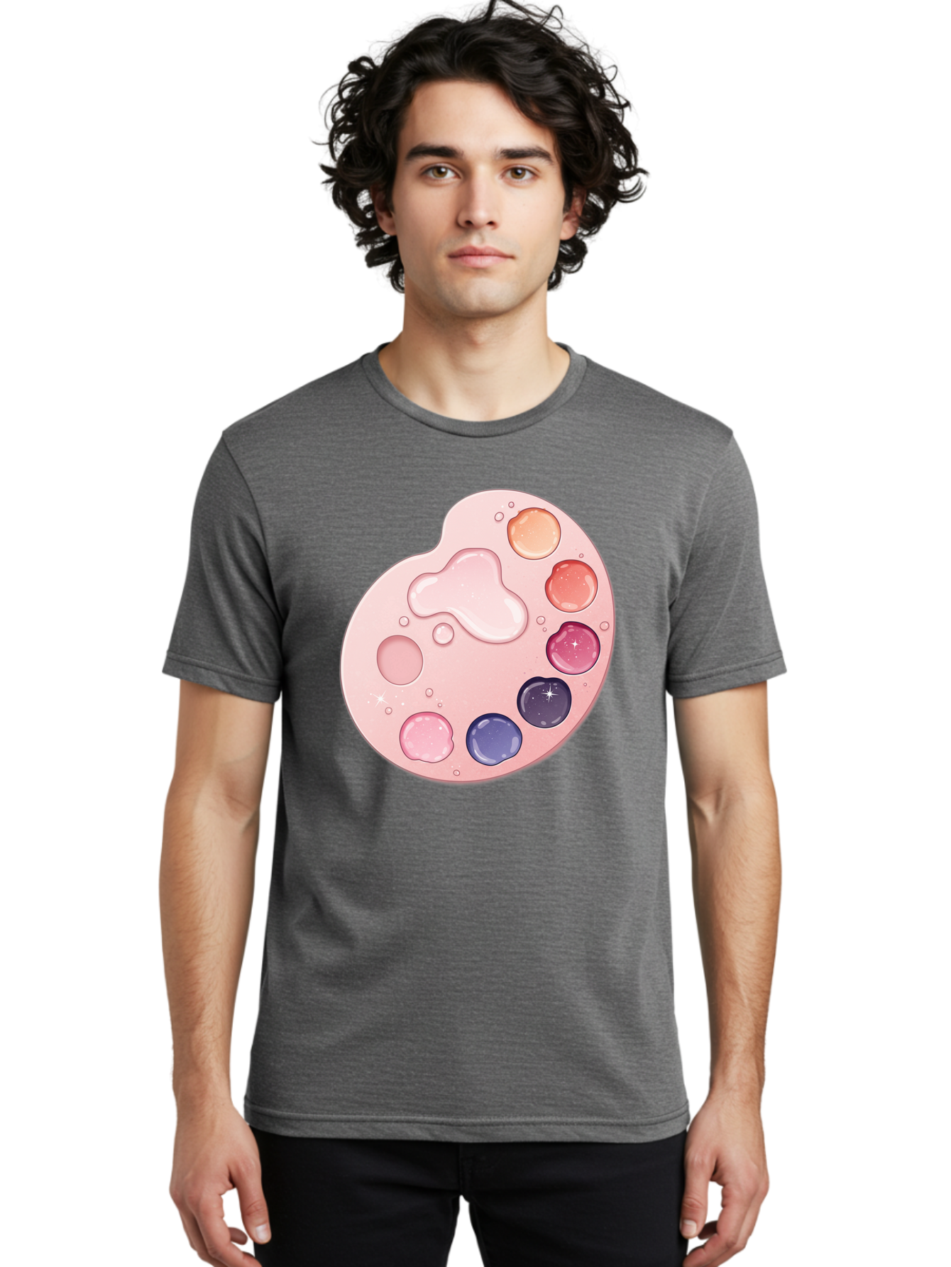 Pink-Painter-S-Palette Men'S Graphic Tee, 100% Cotton, Comfortable Casual Summer Wear, Machine Washable, Vintage Camera, Old Camera, Antique Camera, Black Camera, Classic Photography, Photography Equipment, Nostalgic Device, Film Camera, Baj691