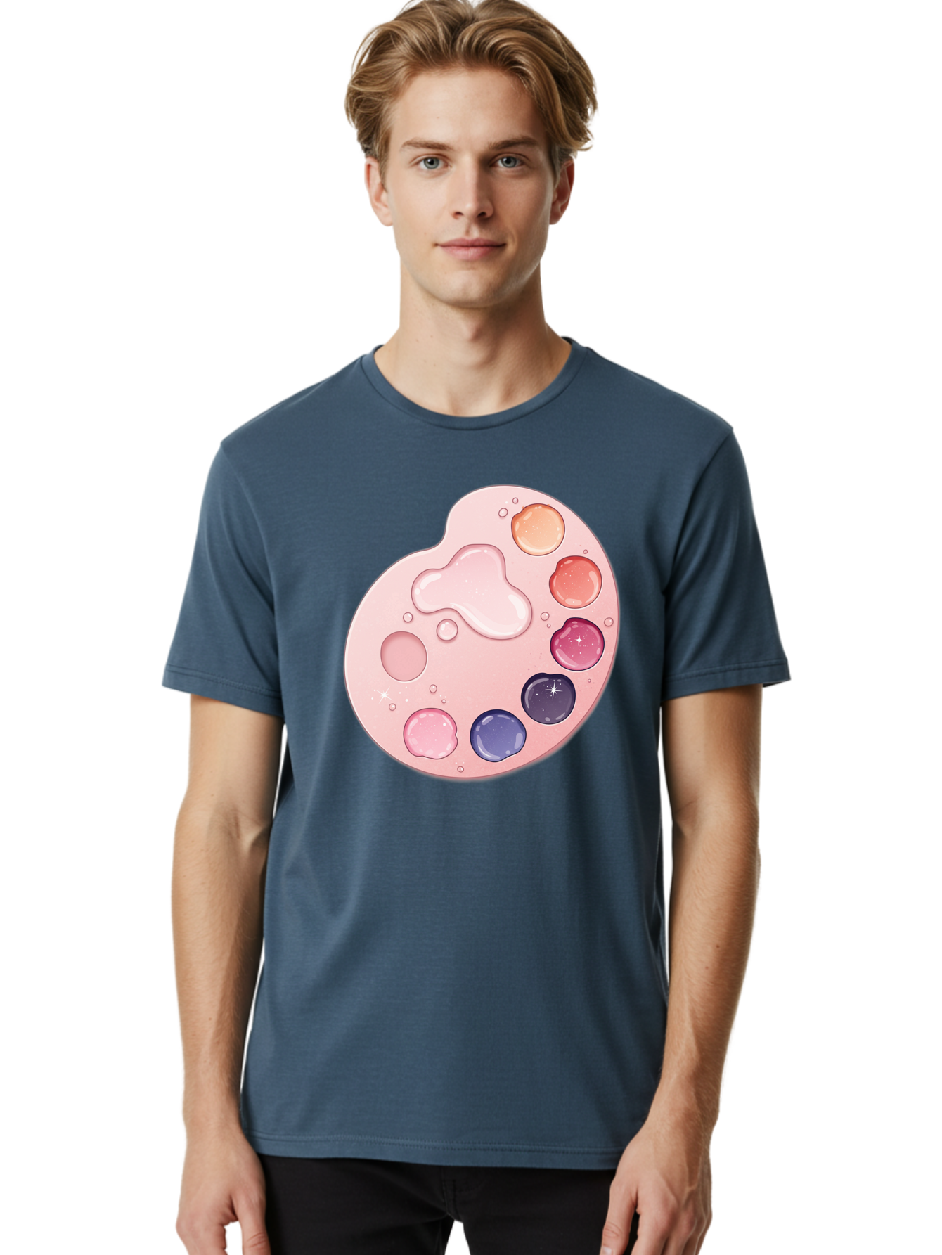 Pink-Painter-S-Palette Men'S Graphic Tee, 100% Cotton, Comfortable Casual Summer Wear, Machine Washable, Vintage Camera, Old Camera, Antique Camera, Black Camera, Classic Photography, Photography Equipment, Nostalgic Device, Film Camera, Baj691