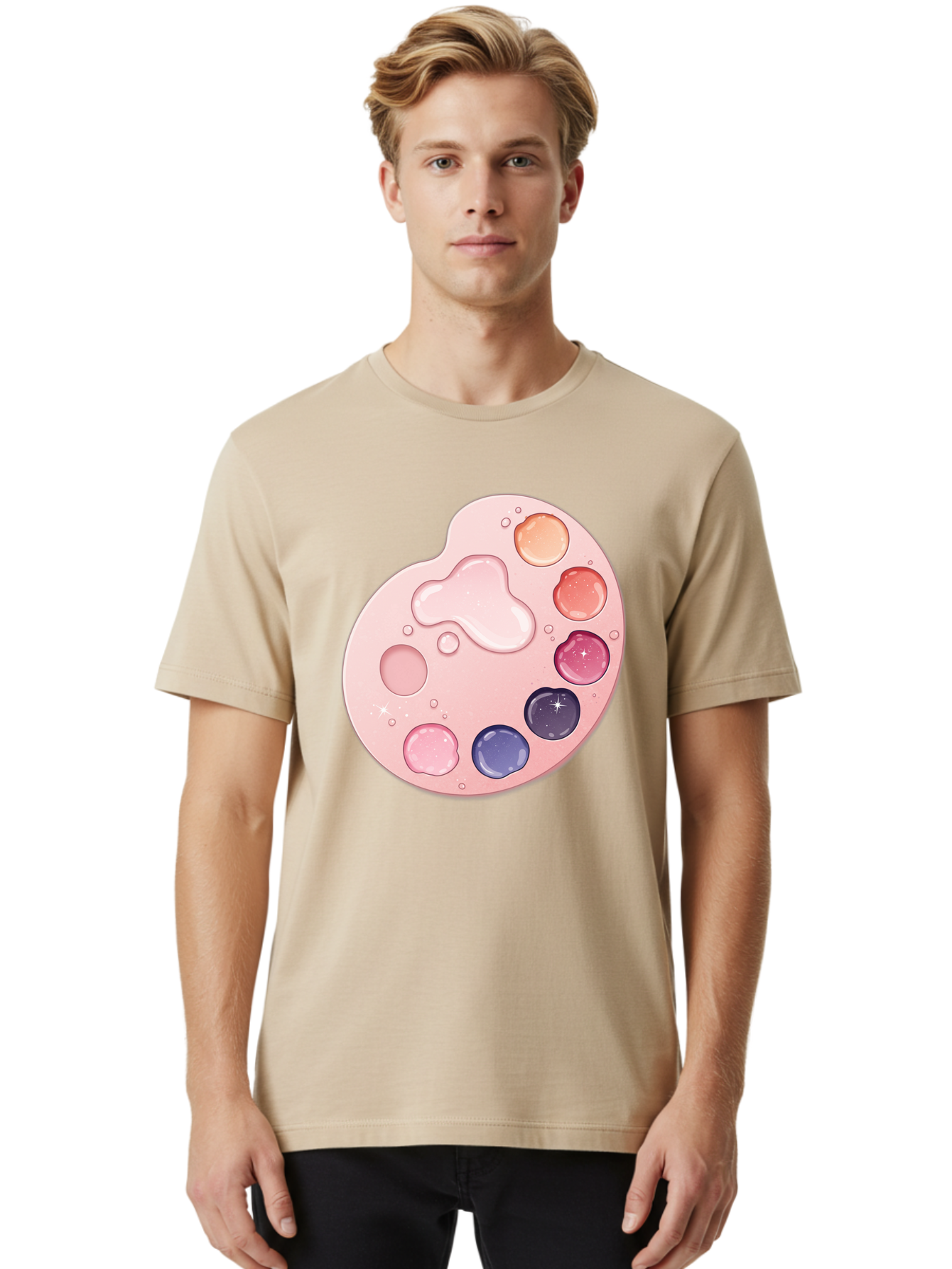 Pink-Painter-S-Palette Men'S Graphic Tee, 100% Cotton, Comfortable Casual Summer Wear, Machine Washable, Vintage Camera, Old Camera, Antique Camera, Black Camera, Classic Photography, Photography Equipment, Nostalgic Device, Film Camera, Baj691