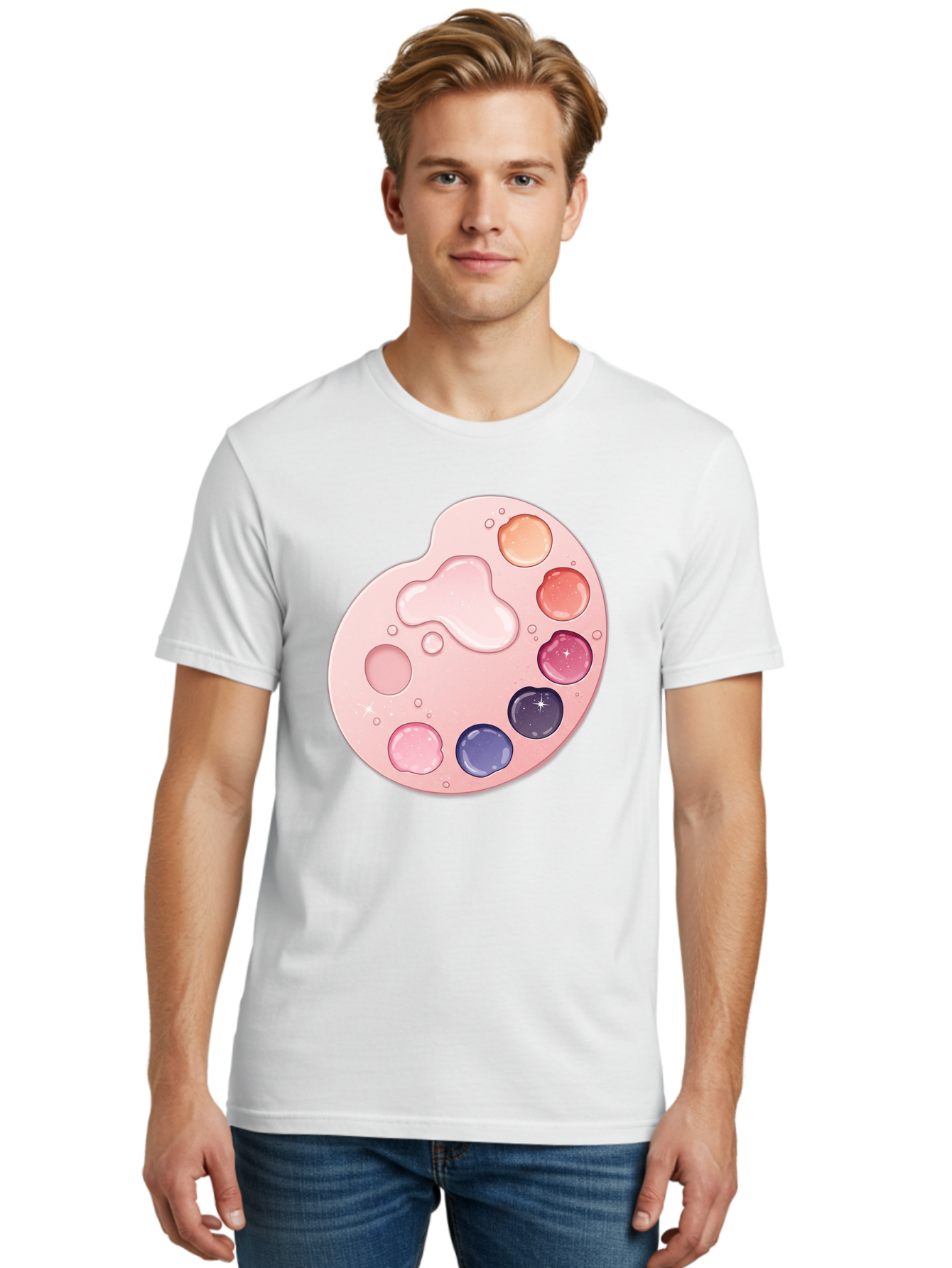 Pink-Painter-S-Palette Men'S Graphic Tee, 100% Cotton, Comfortable Casual Summer Wear, Machine Washable, Vintage Camera, Old Camera, Antique Camera, Black Camera, Classic Photography, Photography Equipment, Nostalgic Device, Film Camera, Baj691