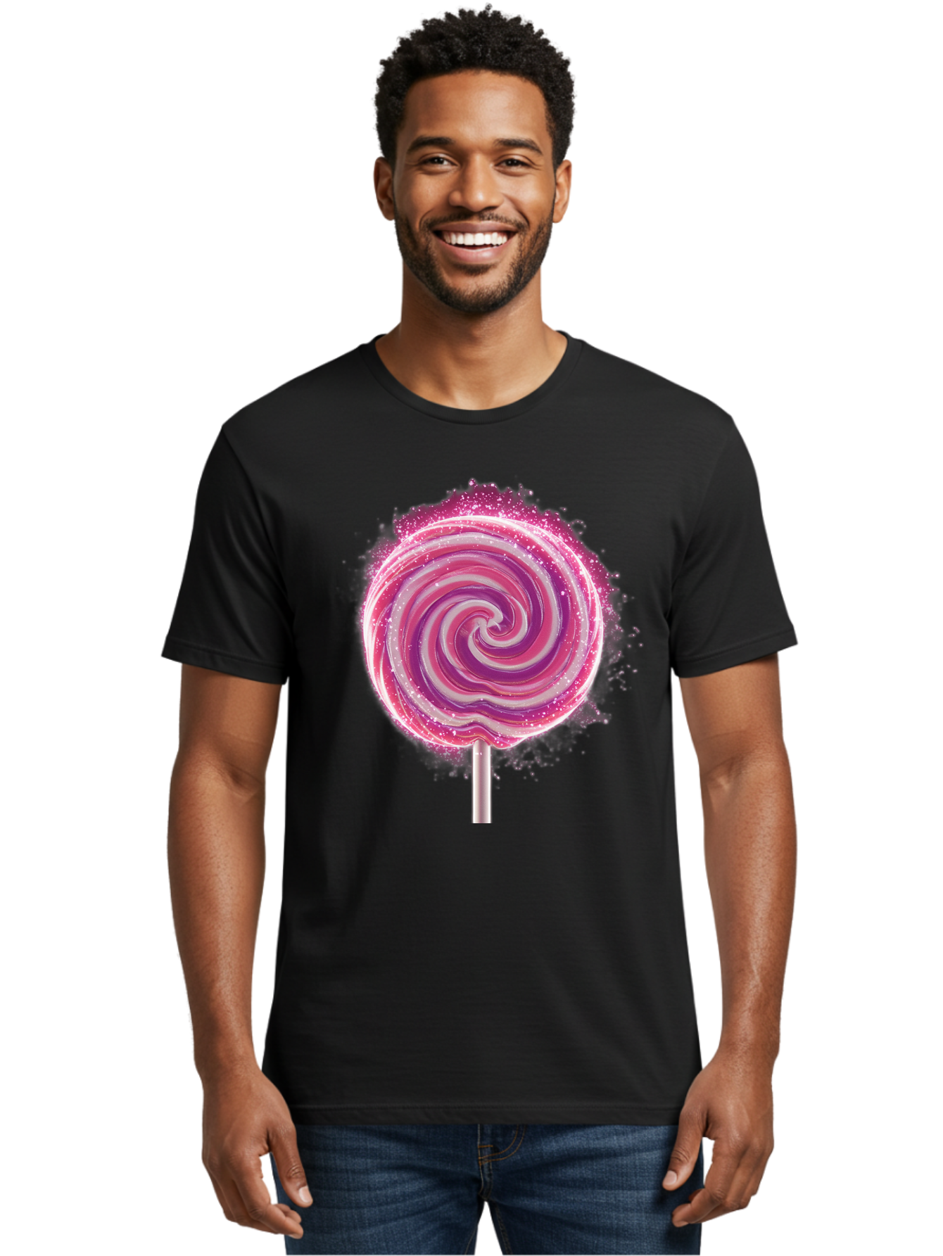 Pink-Swirl-Lollipop Men'S Graphic Tee, 100% Cotton, Comfortable Casual Summer Wear, Machine Washable, Vintage Camera, Old Camera, Antique Camera, Black Camera, Classic Photography, Photography Equipment, Nostalgic Device, Film Camera, Baj695