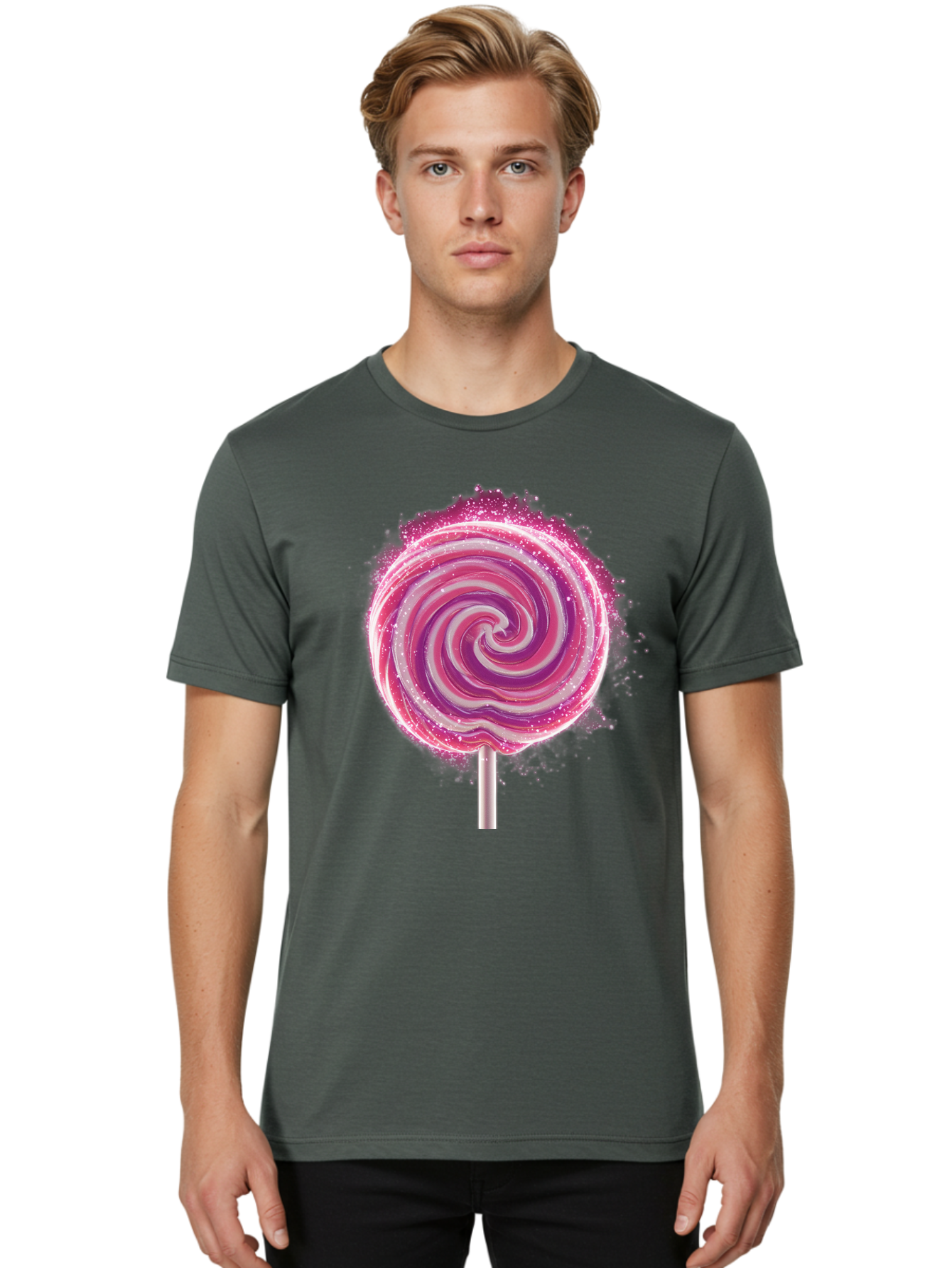 Pink-Swirl-Lollipop Men'S Graphic Tee, 100% Cotton, Comfortable Casual Summer Wear, Machine Washable, Vintage Camera, Old Camera, Antique Camera, Black Camera, Classic Photography, Photography Equipment, Nostalgic Device, Film Camera, Baj695