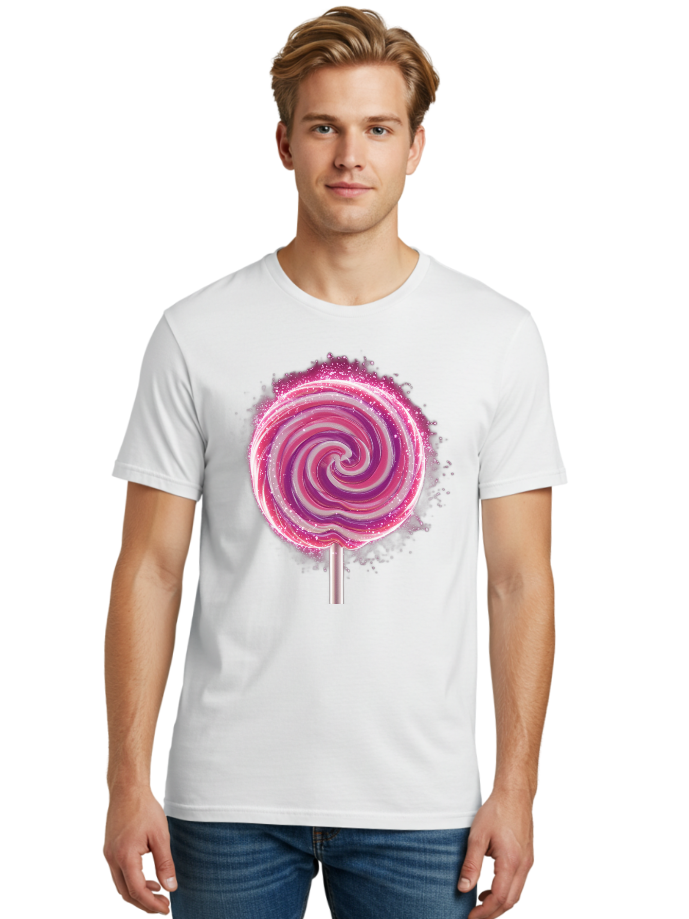 Pink-Swirl-Lollipop Men'S Graphic Tee, 100% Cotton, Comfortable Casual Summer Wear, Machine Washable, Vintage Camera, Old Camera, Antique Camera, Black Camera, Classic Photography, Photography Equipment, Nostalgic Device, Film Camera, Baj695