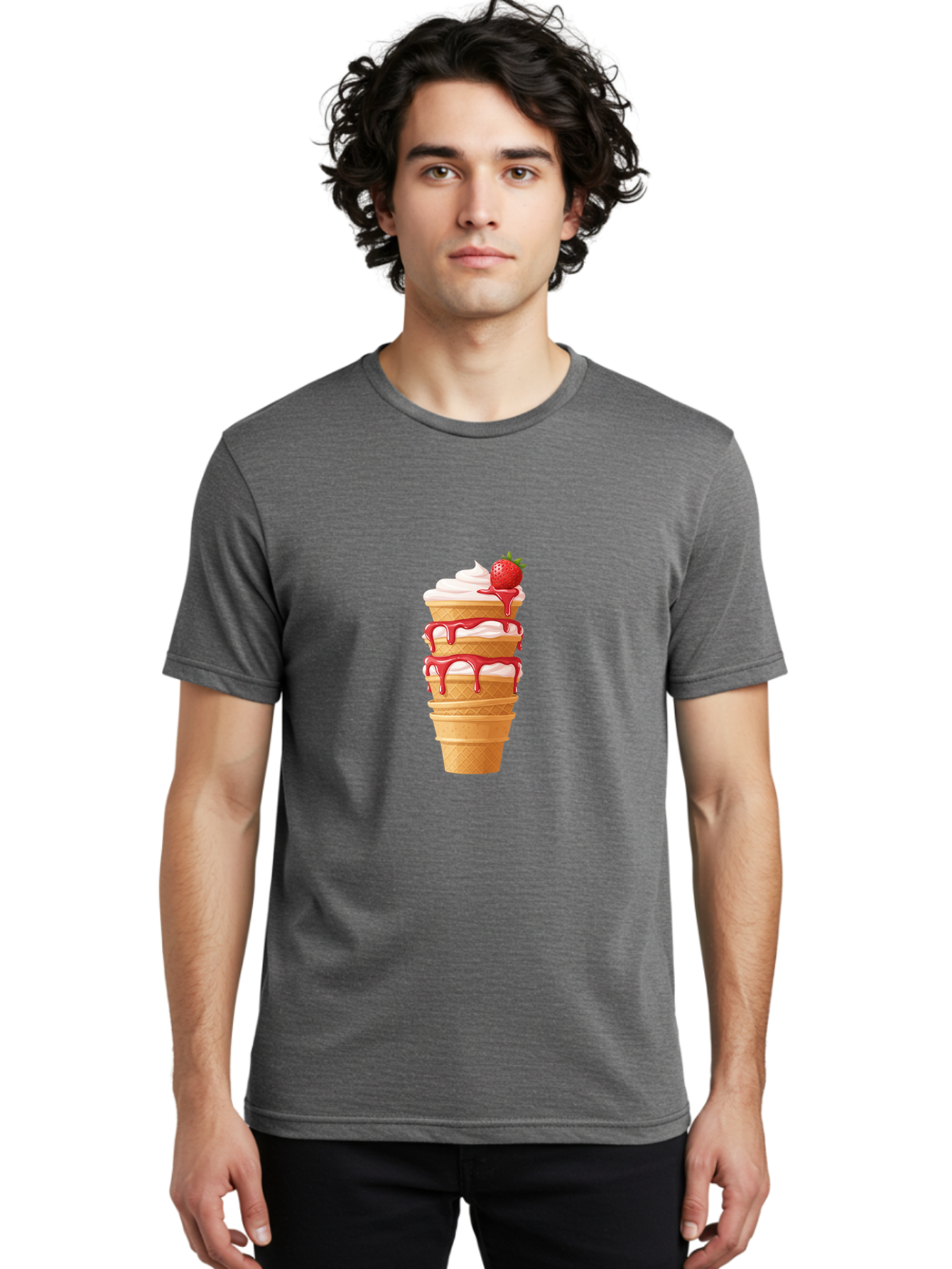 Strawberry-Ice-Cream-Cone-1 Men'S Graphic Tee, 100% Cotton, Comfortable Casual Summer Wear, Machine Washable, Vintage Camera, Old Camera, Antique Camera, Black Camera, Classic Photography, Photography Equipment, Nostalgic Device, Film Camera, Baj801