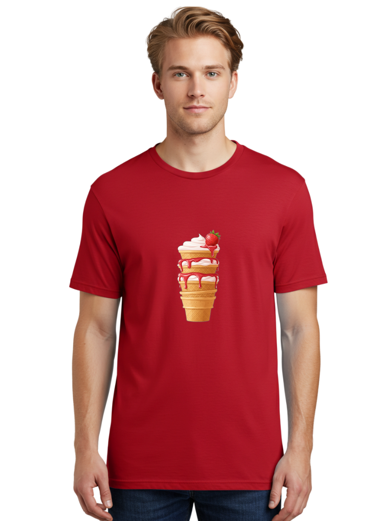 Strawberry-Ice-Cream-Cone-1 Men'S Graphic Tee, 100% Cotton, Comfortable Casual Summer Wear, Machine Washable, Vintage Camera, Old Camera, Antique Camera, Black Camera, Classic Photography, Photography Equipment, Nostalgic Device, Film Camera, Baj801