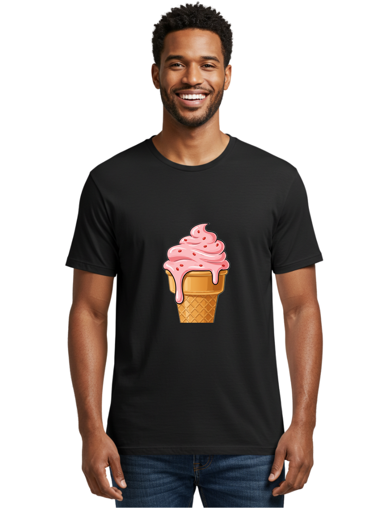 Strawberry-Ice-Cream-Cone Men'S Graphic Tee, 100% Cotton, Comfortable Casual Summer Wear, Machine Washable, Vintage Camera, Old Camera, Antique Camera, Black Camera, Classic Photography, Photography Equipment, Nostalgic Device, Film Camera, Baj802