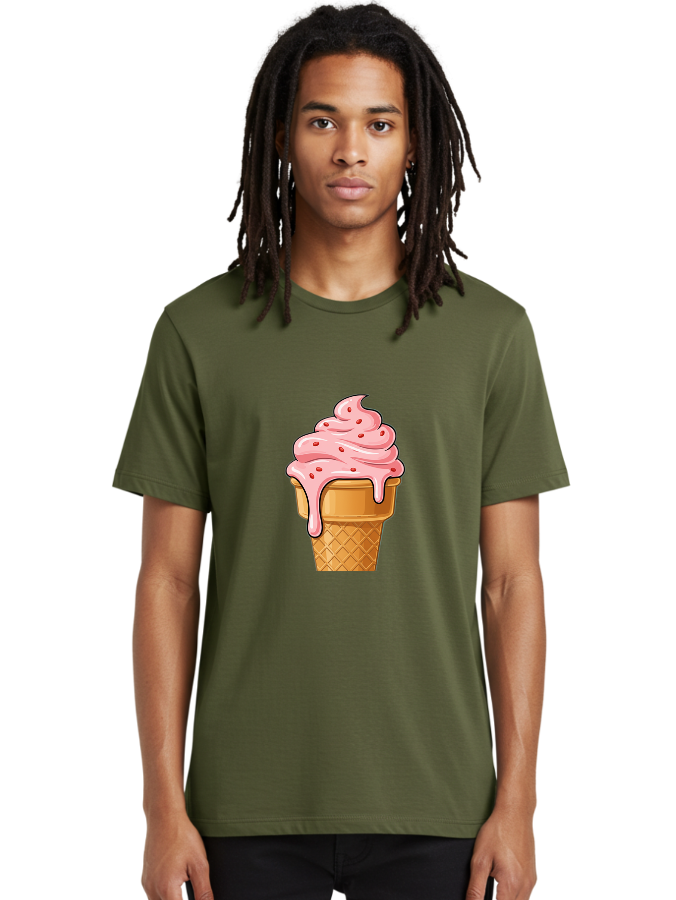 Strawberry-Ice-Cream-Cone Men'S Graphic Tee, 100% Cotton, Comfortable Casual Summer Wear, Machine Washable, Vintage Camera, Old Camera, Antique Camera, Black Camera, Classic Photography, Photography Equipment, Nostalgic Device, Film Camera, Baj802
