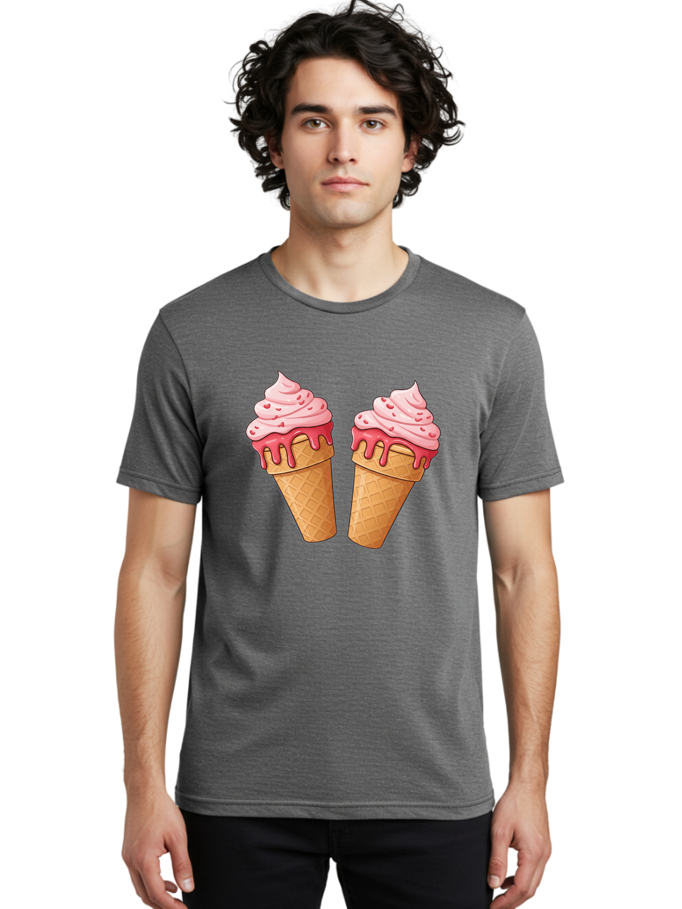 Strawberry-Ice-Cream-Cones-1 Men'S Graphic Tee, 100% Cotton, Comfortable Casual Summer Wear, Machine Washable, Vintage Camera, Old Camera, Antique Camera, Black Camera, Classic Photography, Photography Equipment, Nostalgic Device, Film Camera, Baj803