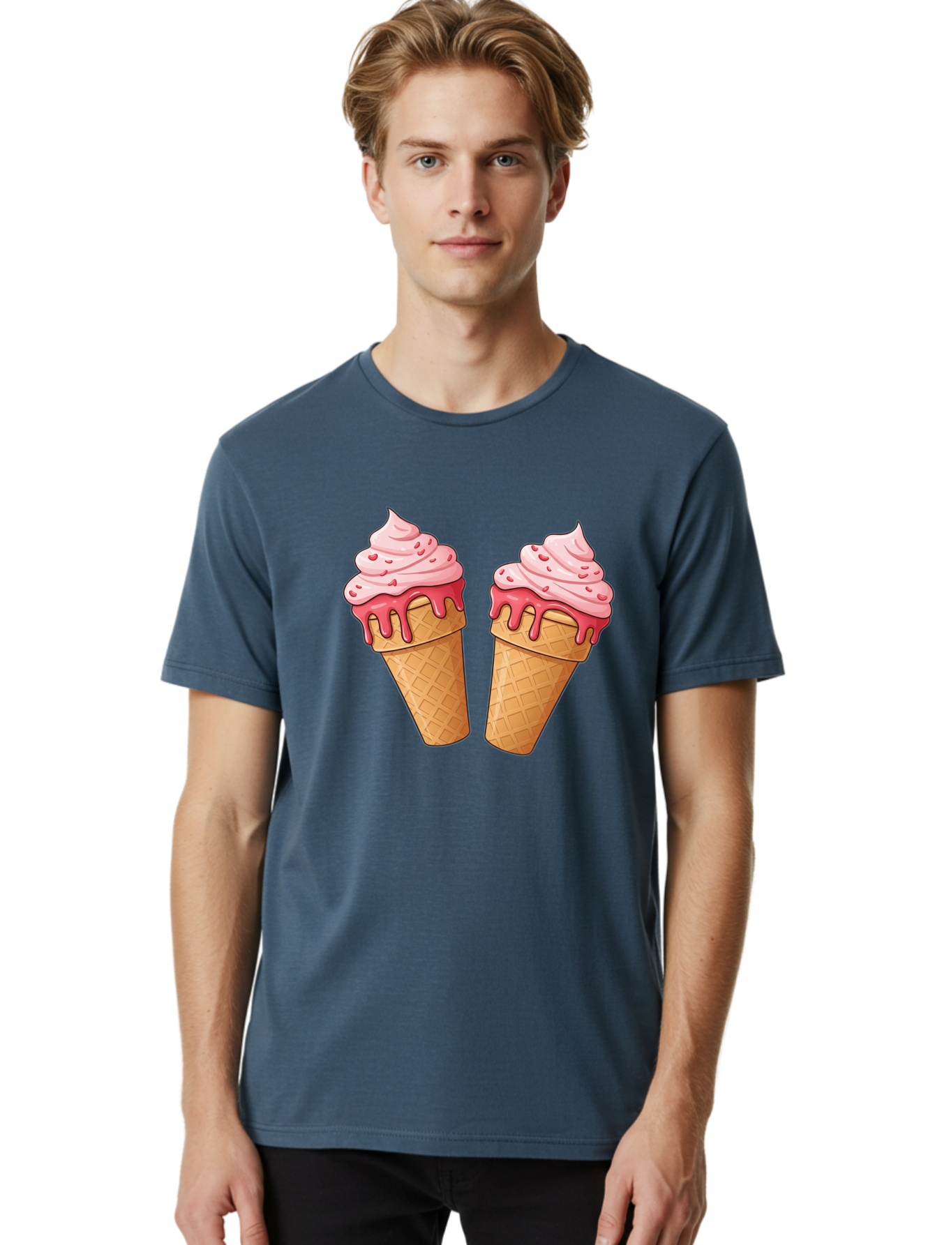 Strawberry-Ice-Cream-Cones-1 Men'S Graphic Tee, 100% Cotton, Comfortable Casual Summer Wear, Machine Washable, Vintage Camera, Old Camera, Antique Camera, Black Camera, Classic Photography, Photography Equipment, Nostalgic Device, Film Camera, Baj803