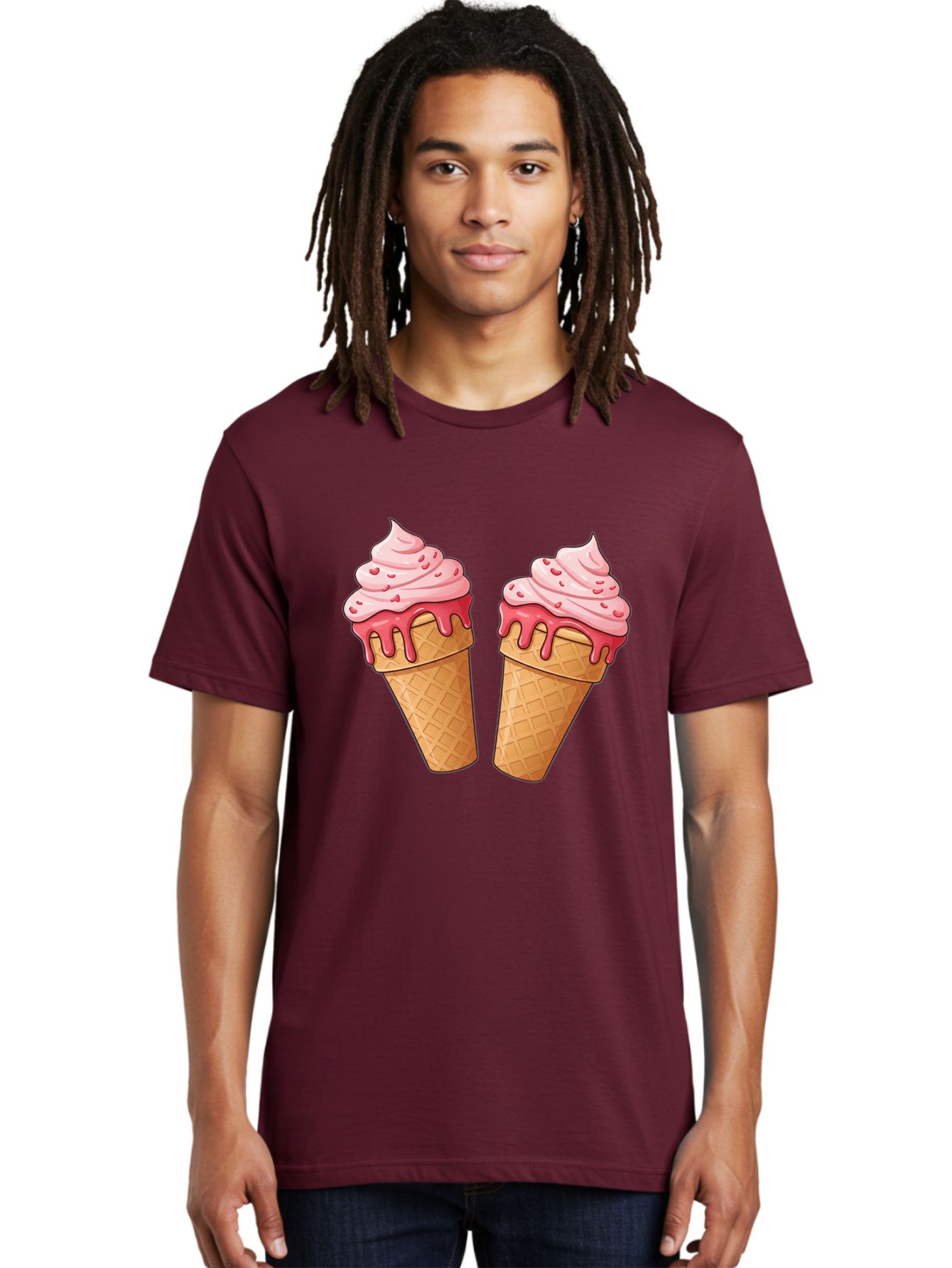 Strawberry-Ice-Cream-Cones-1 Men'S Graphic Tee, 100% Cotton, Comfortable Casual Summer Wear, Machine Washable, Vintage Camera, Old Camera, Antique Camera, Black Camera, Classic Photography, Photography Equipment, Nostalgic Device, Film Camera, Baj803