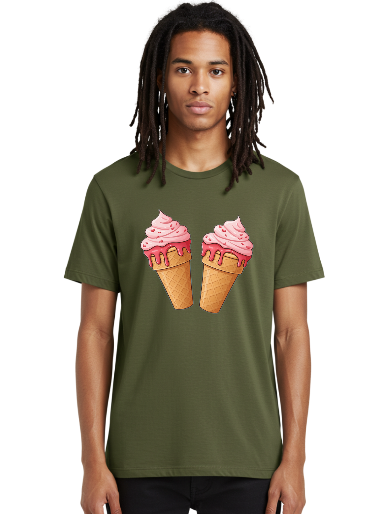 Strawberry-Ice-Cream-Cones-1 Men'S Graphic Tee, 100% Cotton, Comfortable Casual Summer Wear, Machine Washable, Vintage Camera, Old Camera, Antique Camera, Black Camera, Classic Photography, Photography Equipment, Nostalgic Device, Film Camera, Baj803