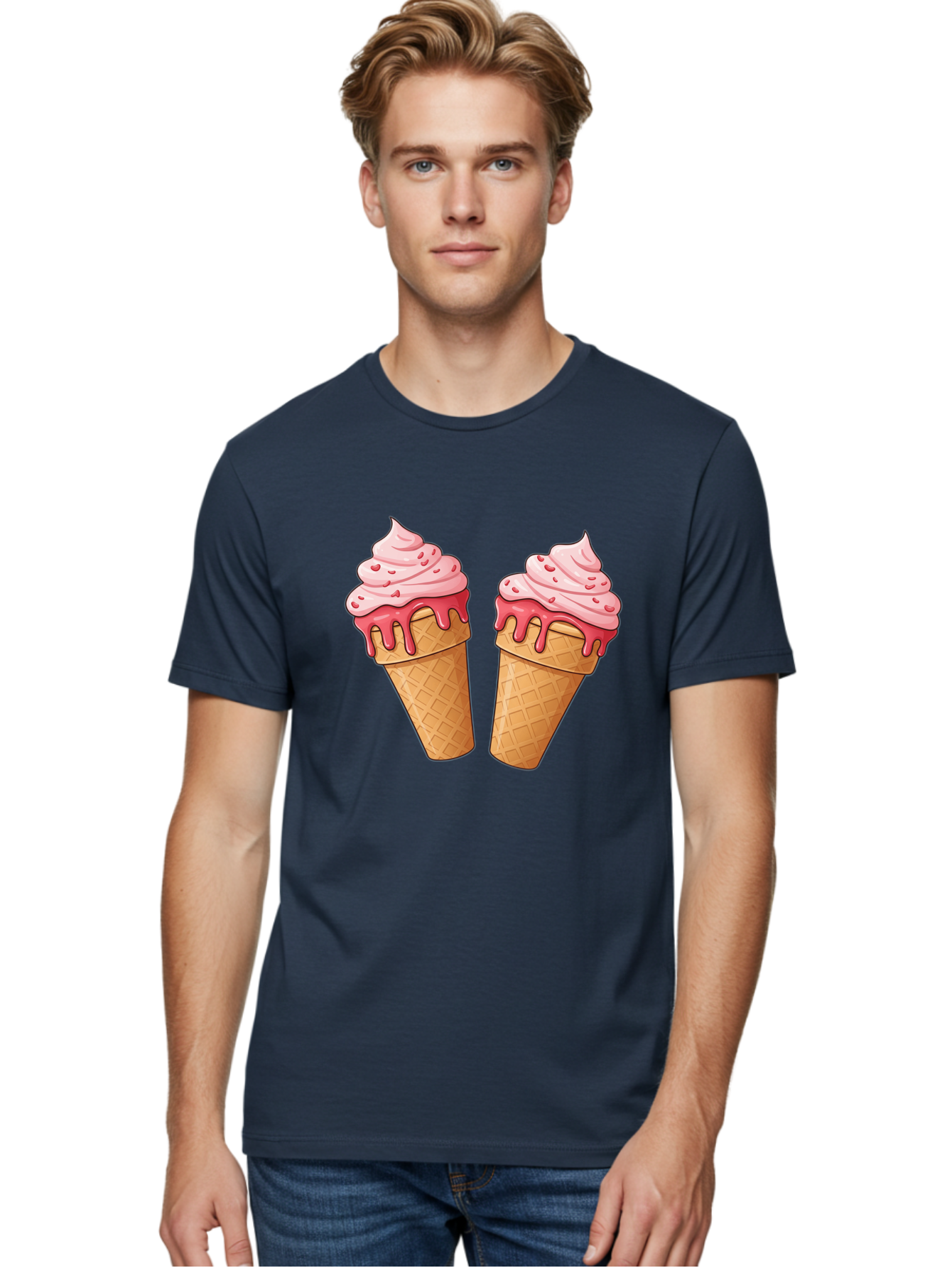 Strawberry-Ice-Cream-Cones-1 Men'S Graphic Tee, 100% Cotton, Comfortable Casual Summer Wear, Machine Washable, Vintage Camera, Old Camera, Antique Camera, Black Camera, Classic Photography, Photography Equipment, Nostalgic Device, Film Camera, Baj803