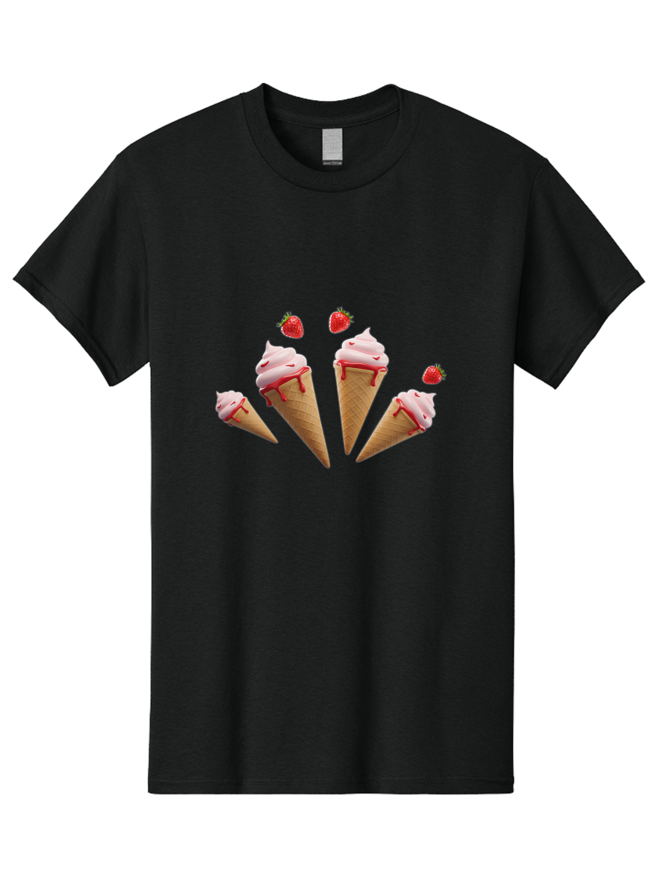 Strawberry-Ice-Cream-Cones-2 Men'S Graphic Tee, 100% Cotton, Comfortable Casual Summer Wear, Machine Washable, Vintage Camera, Old Camera, Antique Camera, Black Camera, Classic Photography, Photography Equipment, Nostalgic Device, Film Camera, Baj804