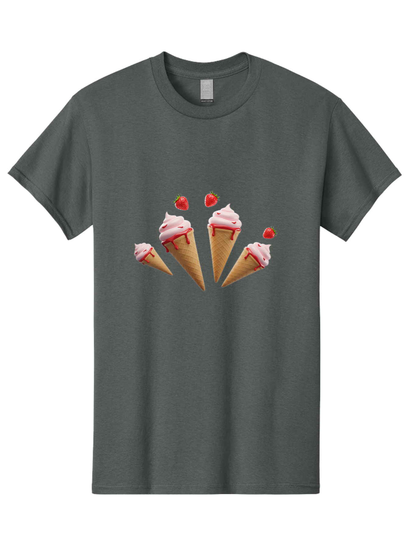 Strawberry-Ice-Cream-Cones-2 Men'S Graphic Tee, 100% Cotton, Comfortable Casual Summer Wear, Machine Washable, Vintage Camera, Old Camera, Antique Camera, Black Camera, Classic Photography, Photography Equipment, Nostalgic Device, Film Camera, Baj804